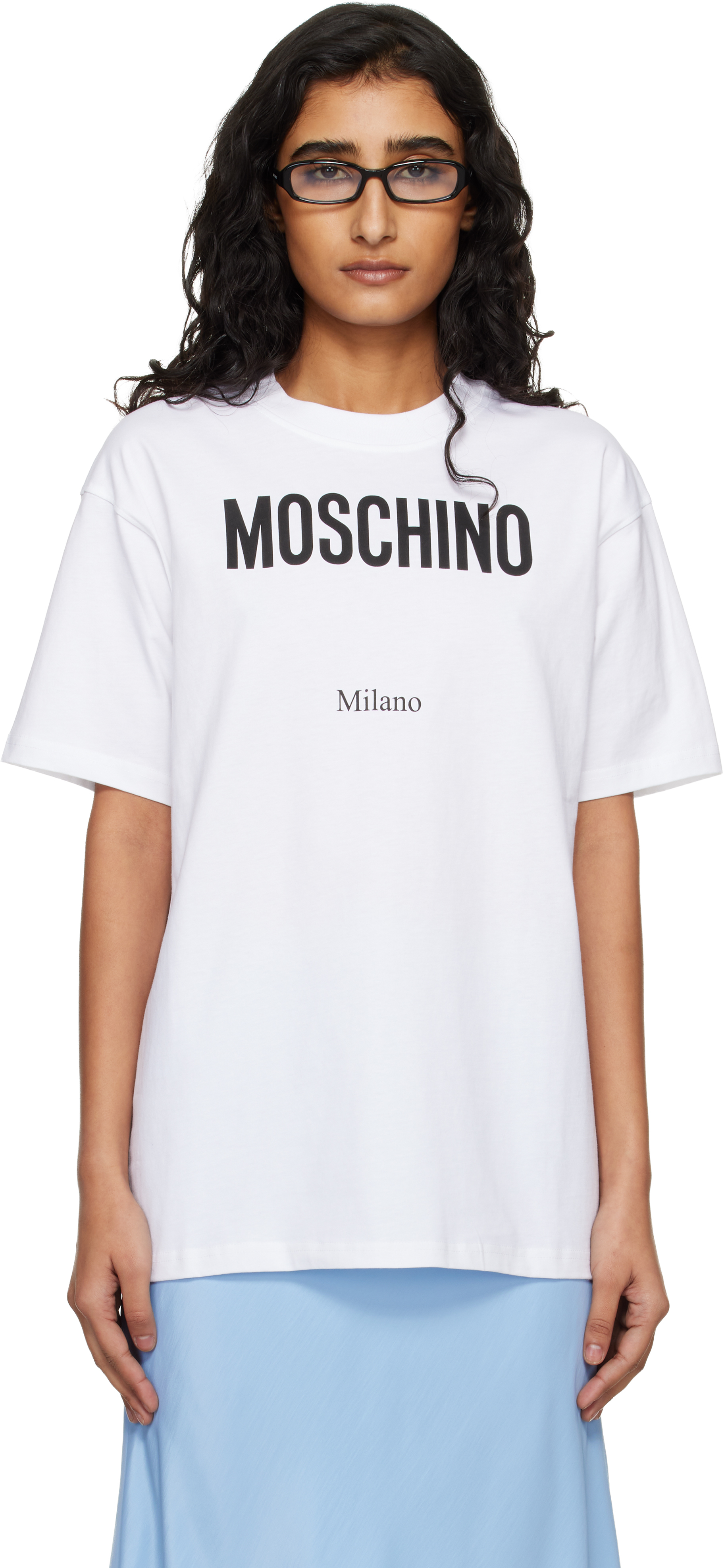 MOSCHINO Tシャツ White Printed Organic Cotton Jersey T-shirt by Moschino on Sale