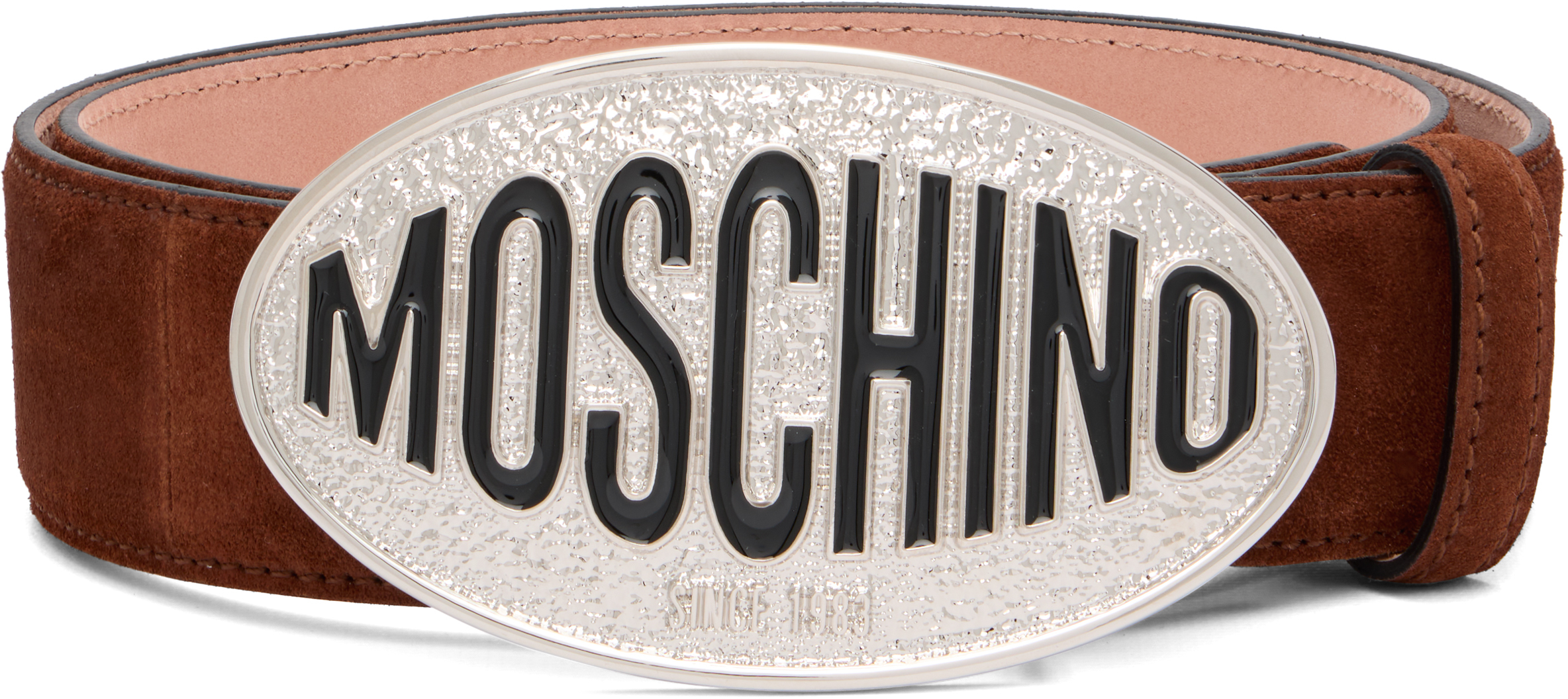 Moschino Brown Logo Hardware Belt