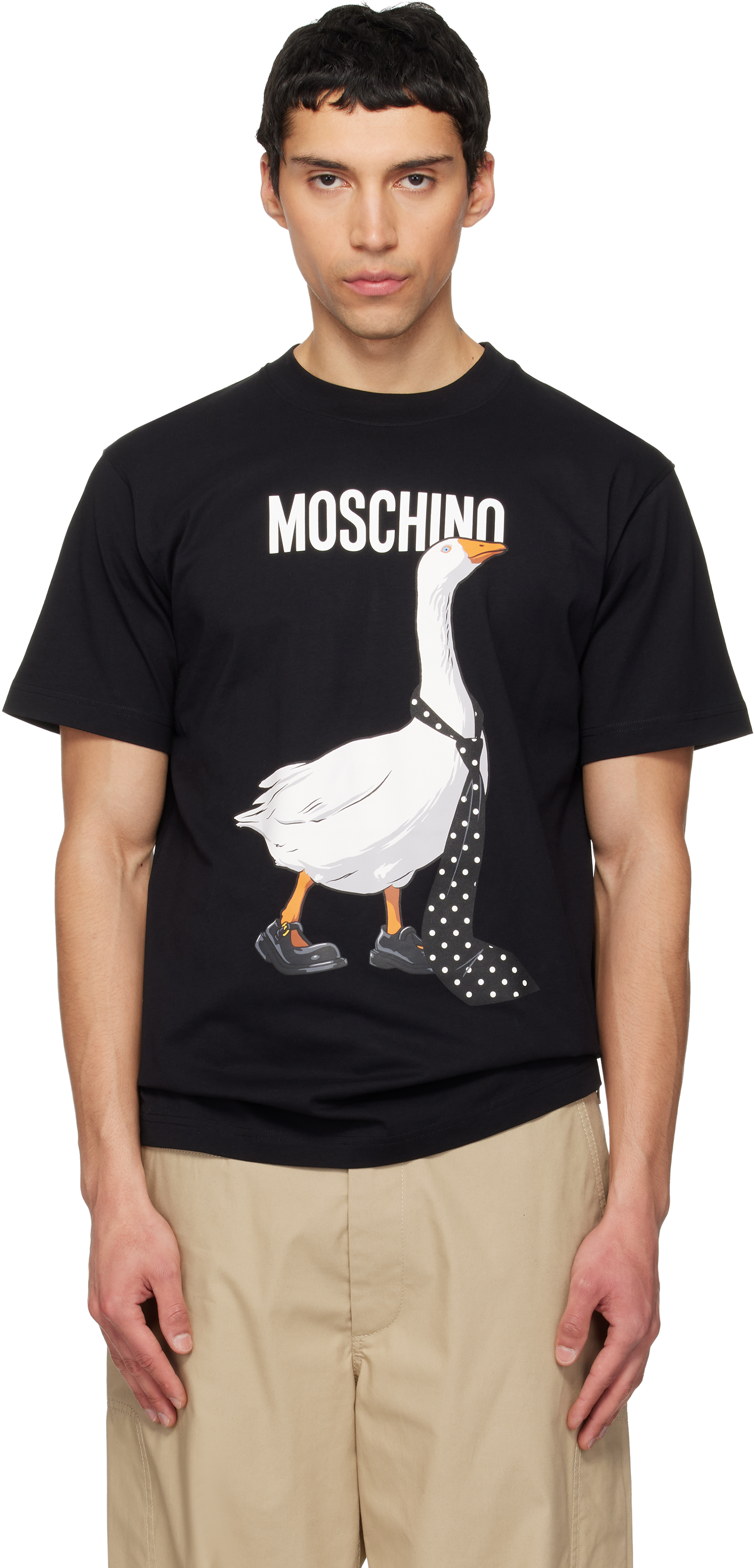 Moschinoのブラック Goose オーガニックコットン ジャージ Tシャツが 
