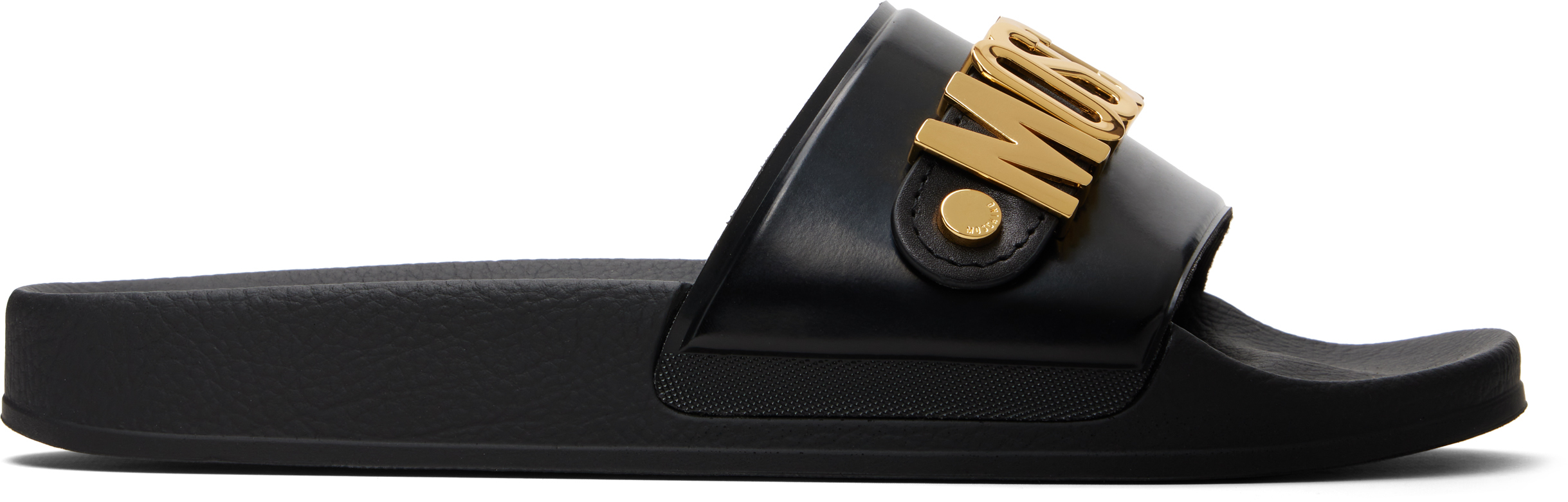 Moschino Black Slides with Bold Logo PVC sandal slide with Lettering logo | Moschino main image 2