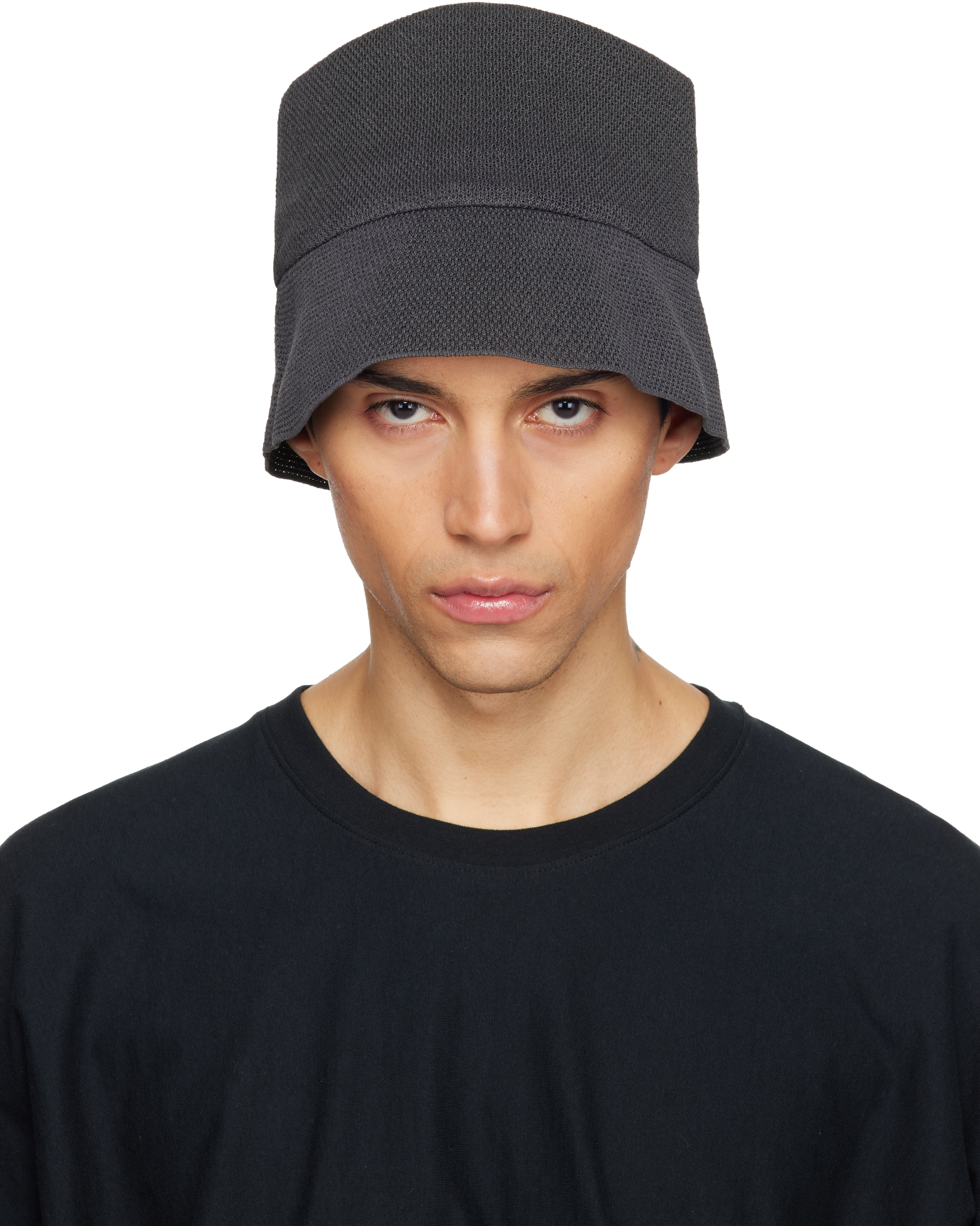 HOMME PLISSÉ ISSEY MIYAKE バケットハット 黒 HOMME PLISSÉ ISSEY MIYAKE: Gray Washi Bucket Hat | SSENSE