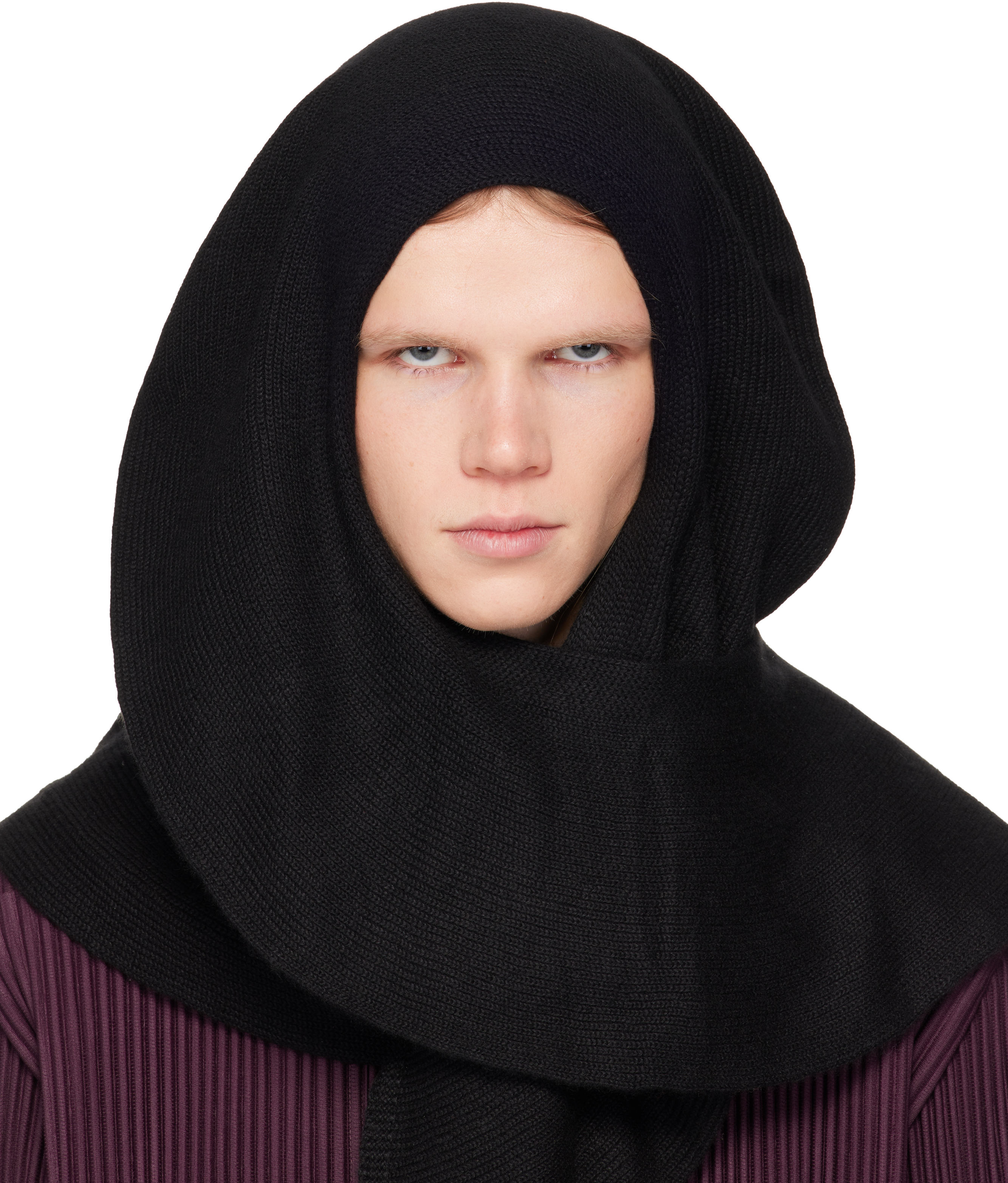 HOMME PLISSÉ ISSEY MIYAKE Black Cashmere Winter Gear Scarf