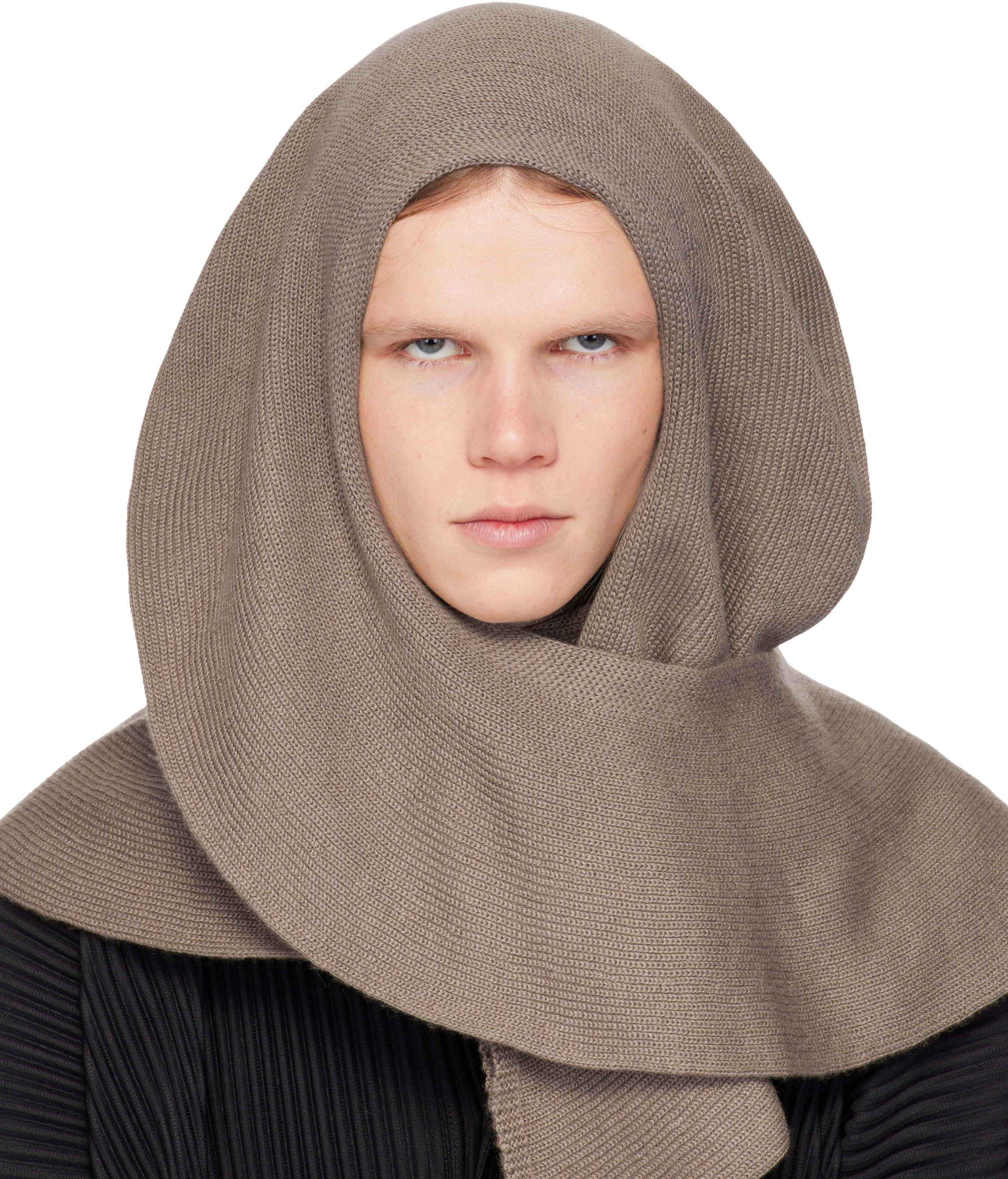 HOMME PLISSÉ ISSEY MIYAKE Taupe Cashmere Winter Gear Scarf