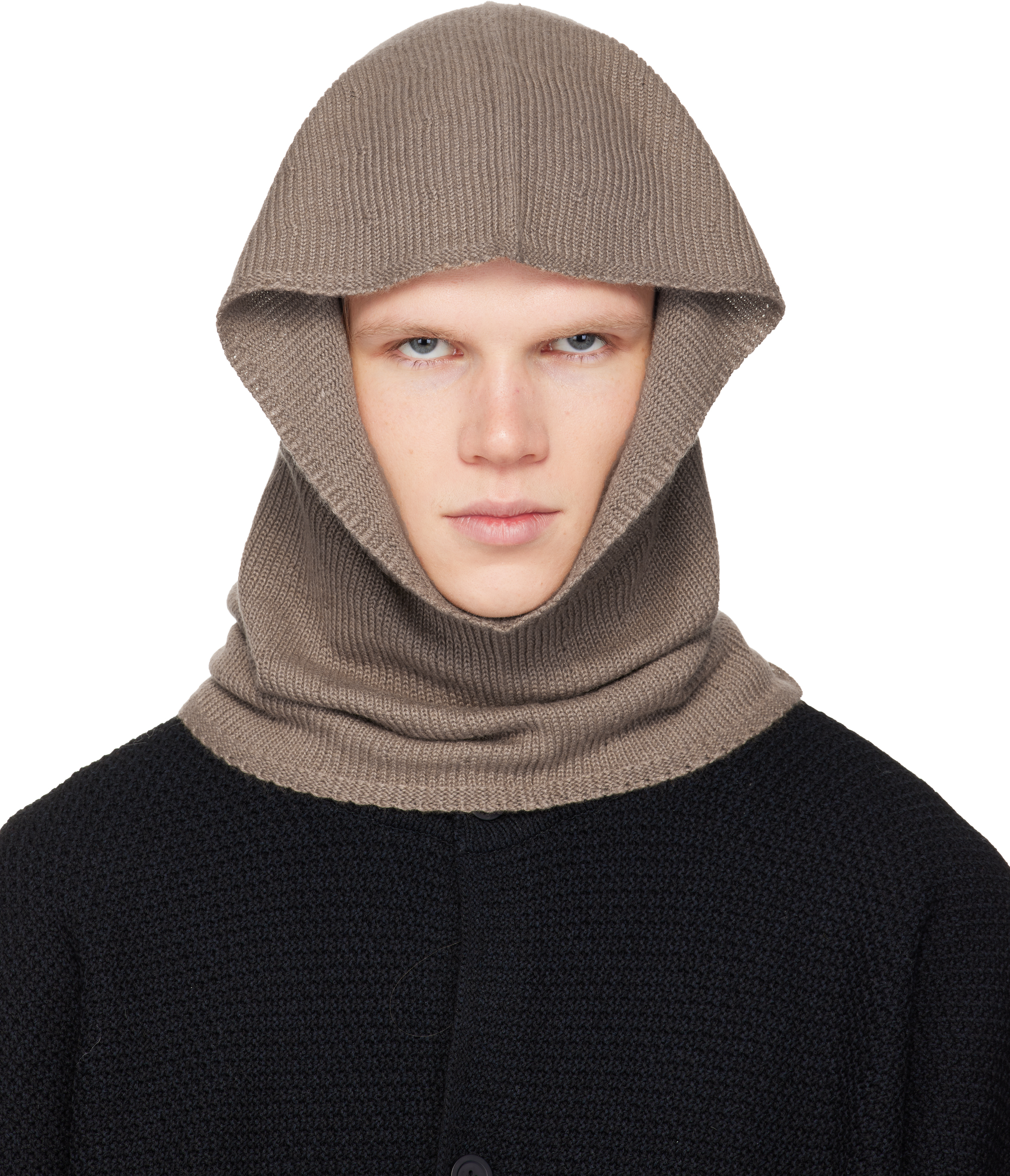 HOMME PLISSÉ ISSEY MIYAKE: Taupe Cashmere Winter Gear Snood | SSENSE