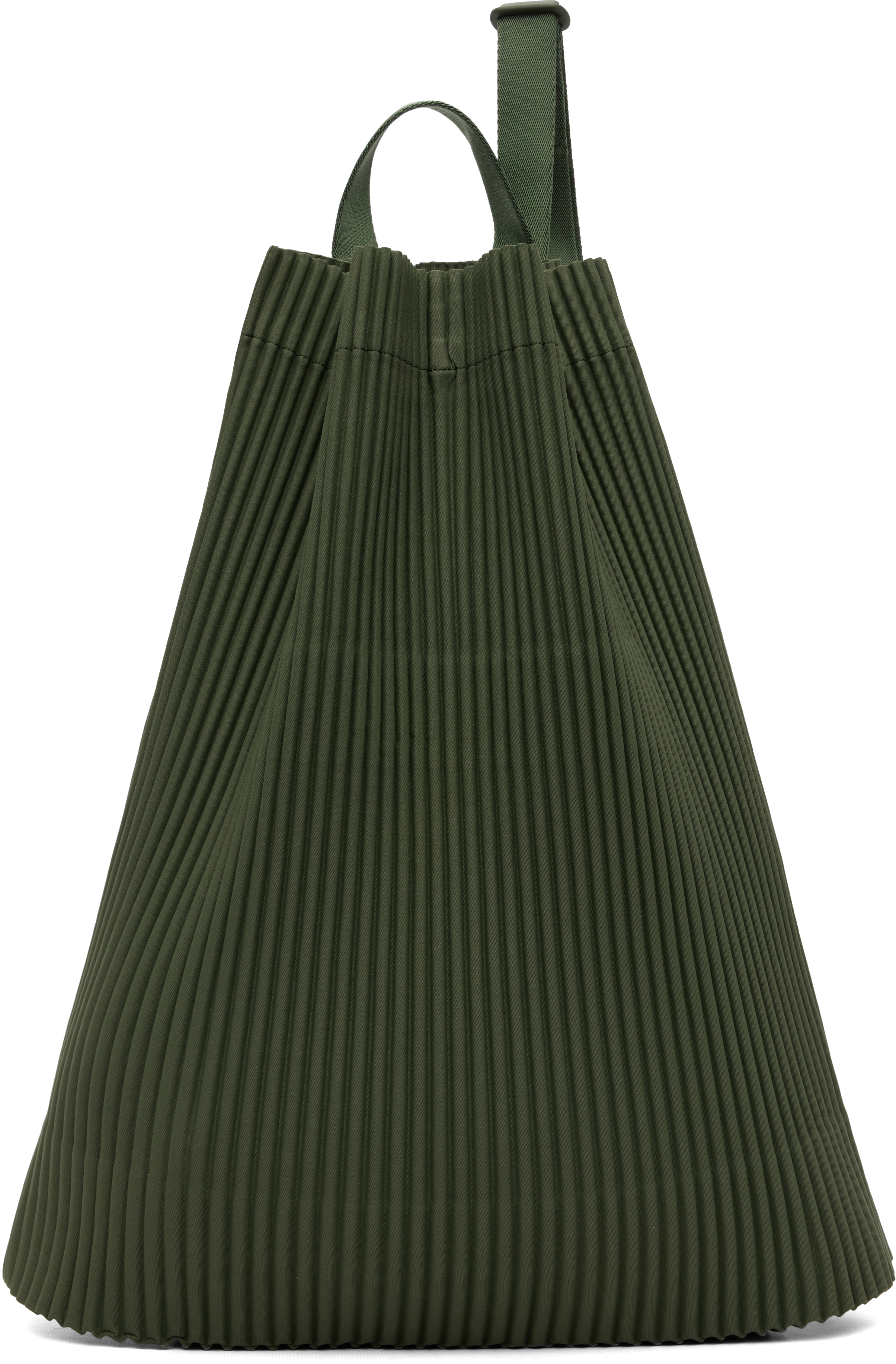 HOMME PLISSÉ ISSEY MIYAKE: Green Drawstring Pleats Bag | SSENSE