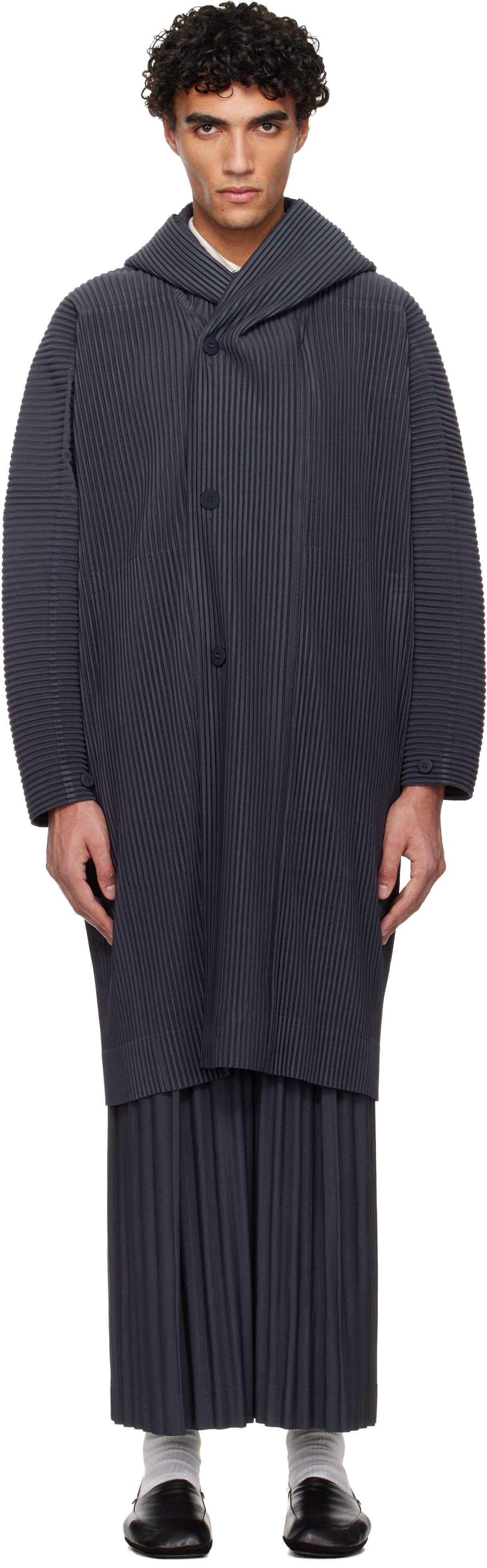  PLISSE ISSEY MIYAKE Press Coat ネイビー BASICS – ISSEY MIYAKE ONLINE STORE