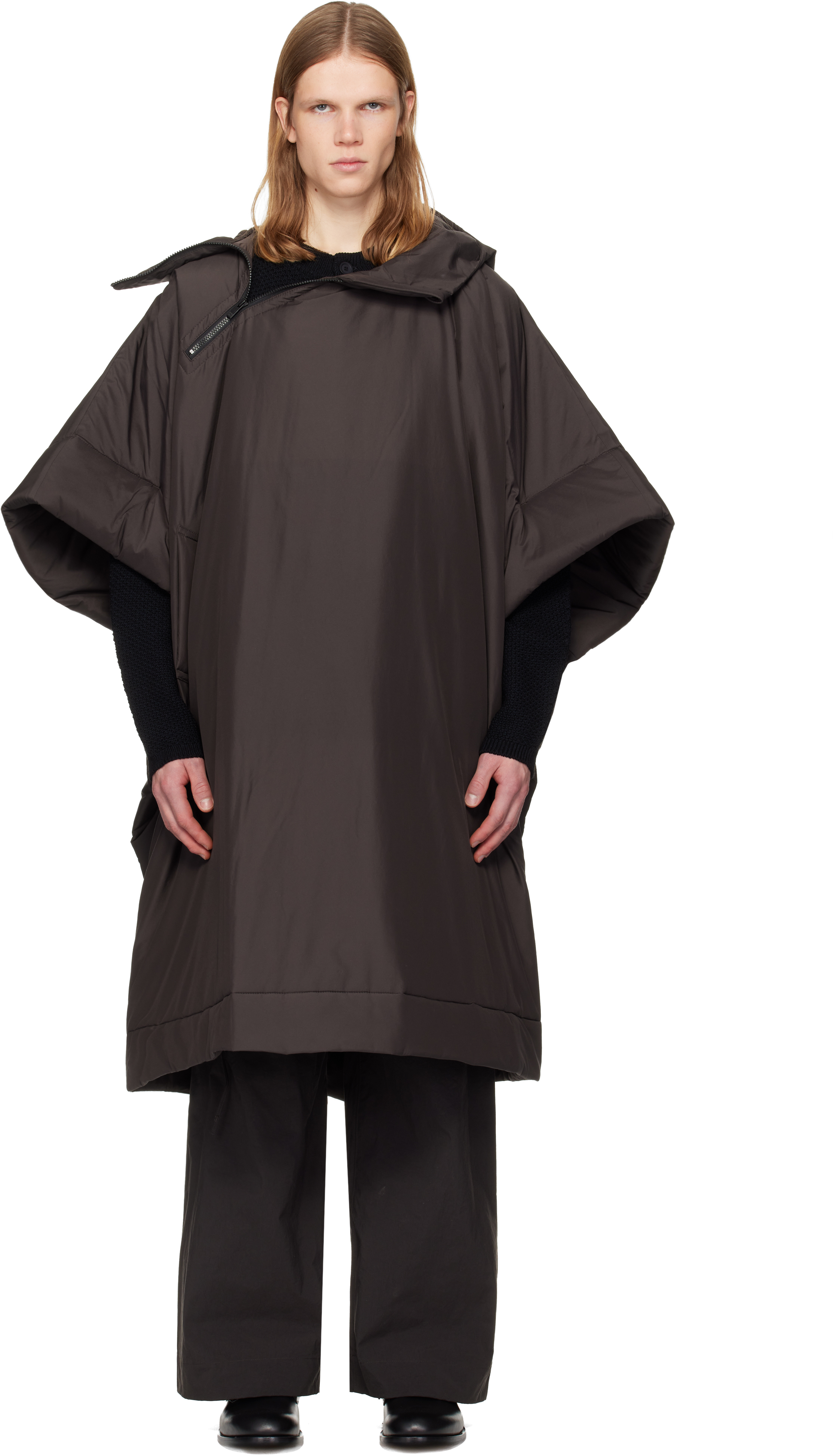 Brown Duvet Coat by HOMME PLISSÉ ISSEY MIYAKE on Sale