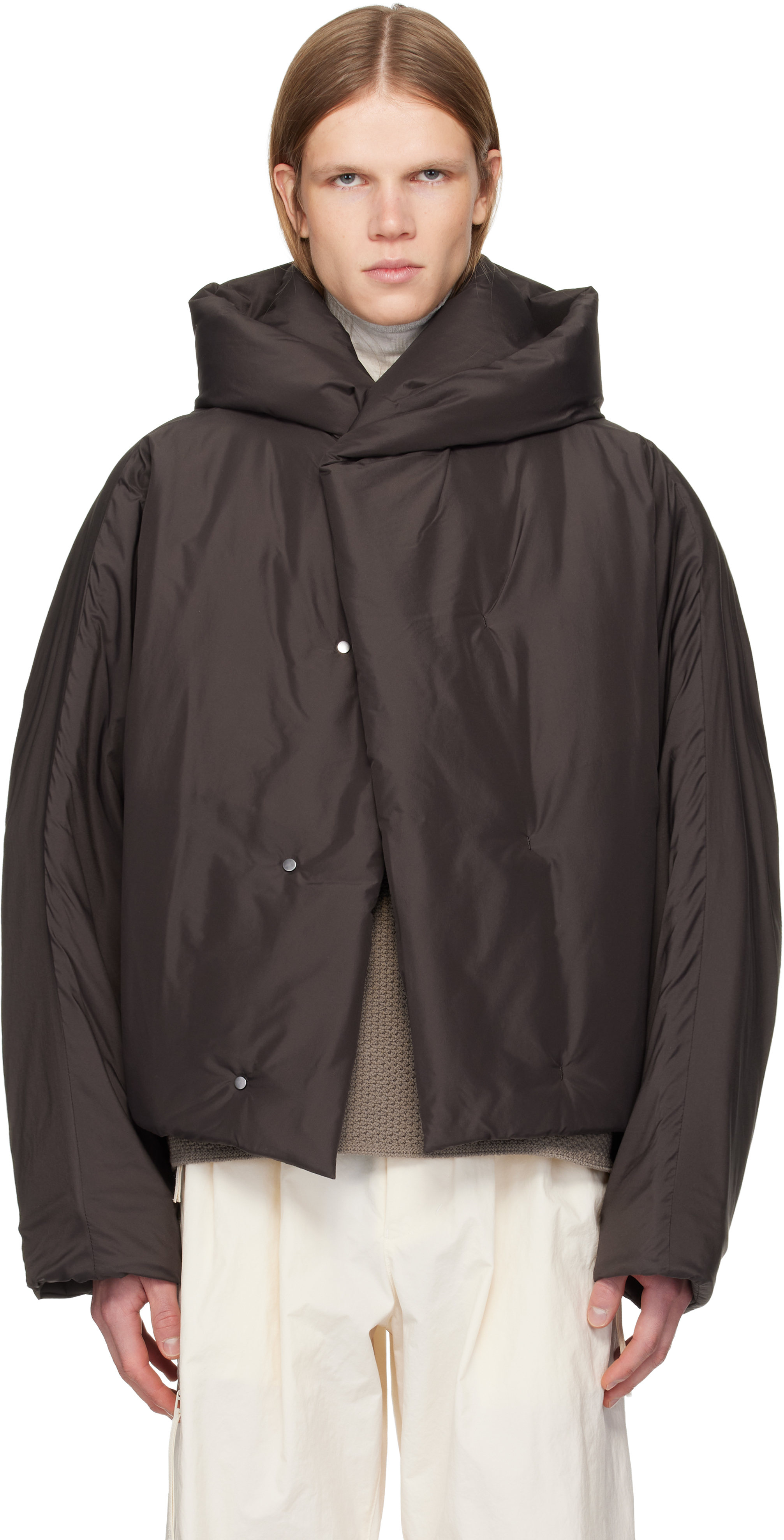 HOMME PLISSÉ ISSEY MIYAKE: Brown Blouson Duvet Jacket | SSENSE Canada