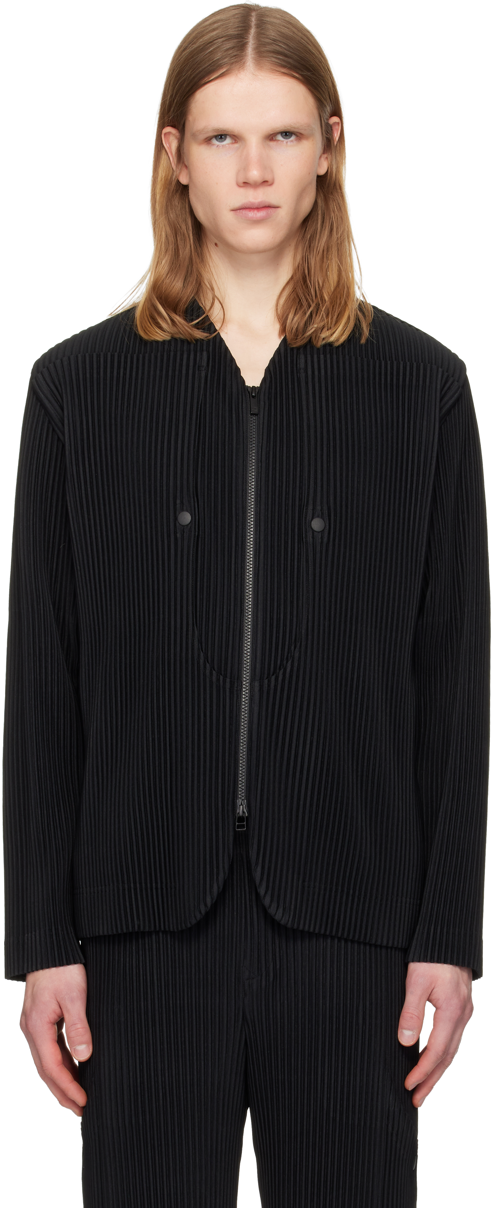 Homme Plisse Issey Miyake Men's Frame Paneled Coat | Smart Closet