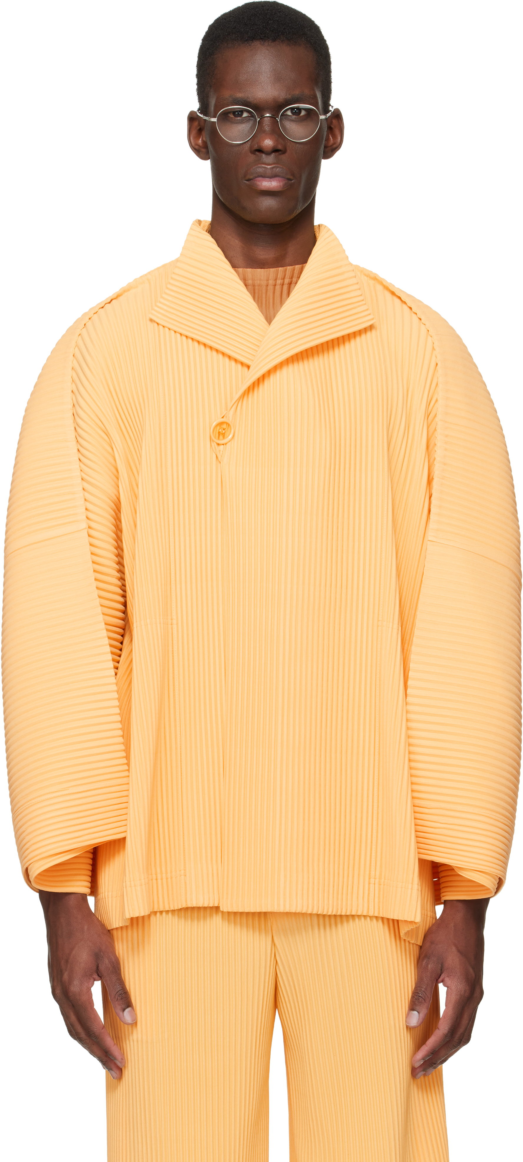HOMME PLISSÉ ISSEY MIYAKE: Yellow Wear Or Wrap Jacket | SSENSE