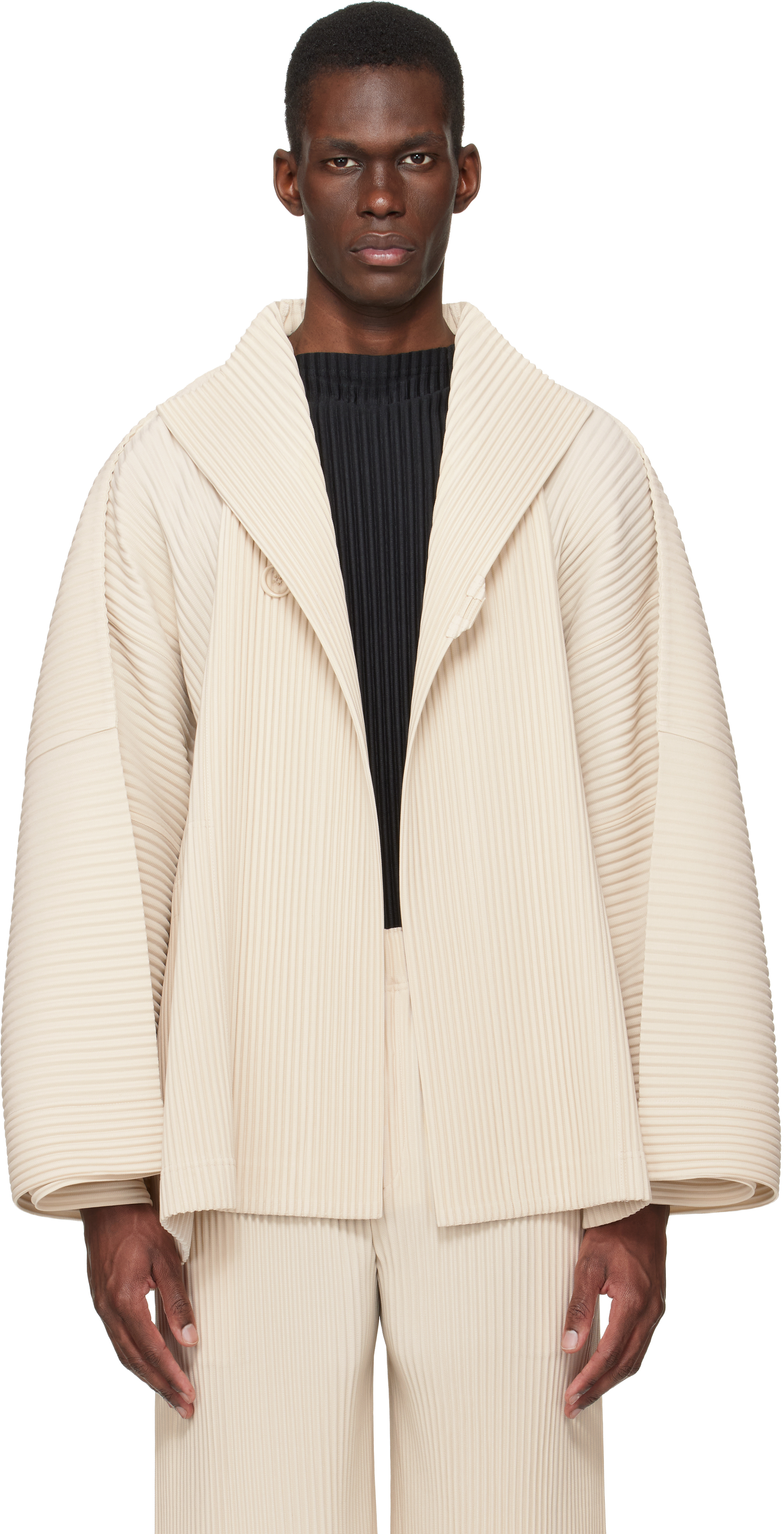 HOMME PLISSÉ ISSEY MIYAKE: Beige Wear Or Wrap Jacket | SSENSE