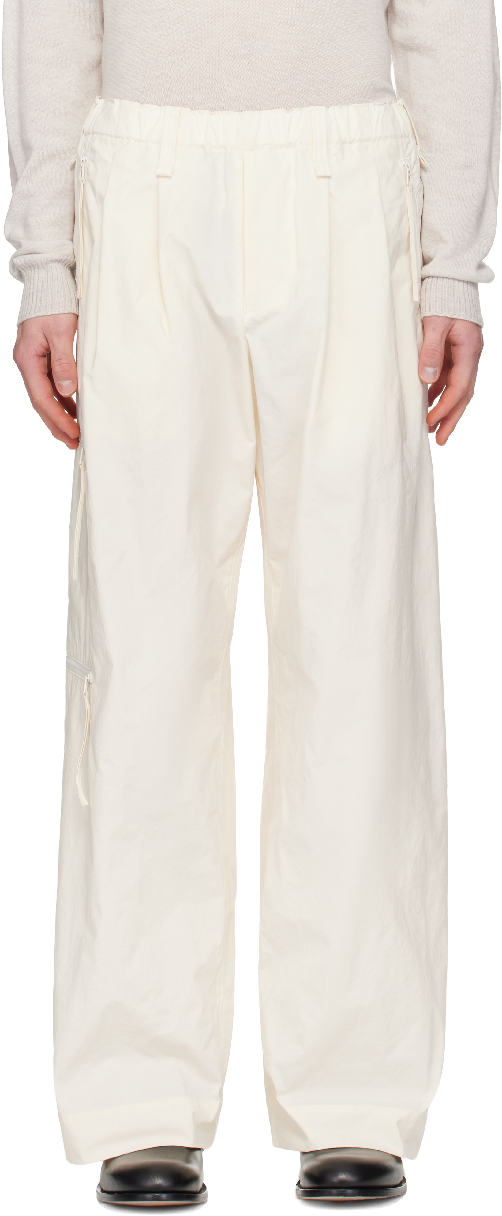 パンツ homme plisse issey miyake cargo/WHITE /L HOMME PLISSÉ ISSEY MIYAKE: Off-White Quarry Trousers | SSENSE