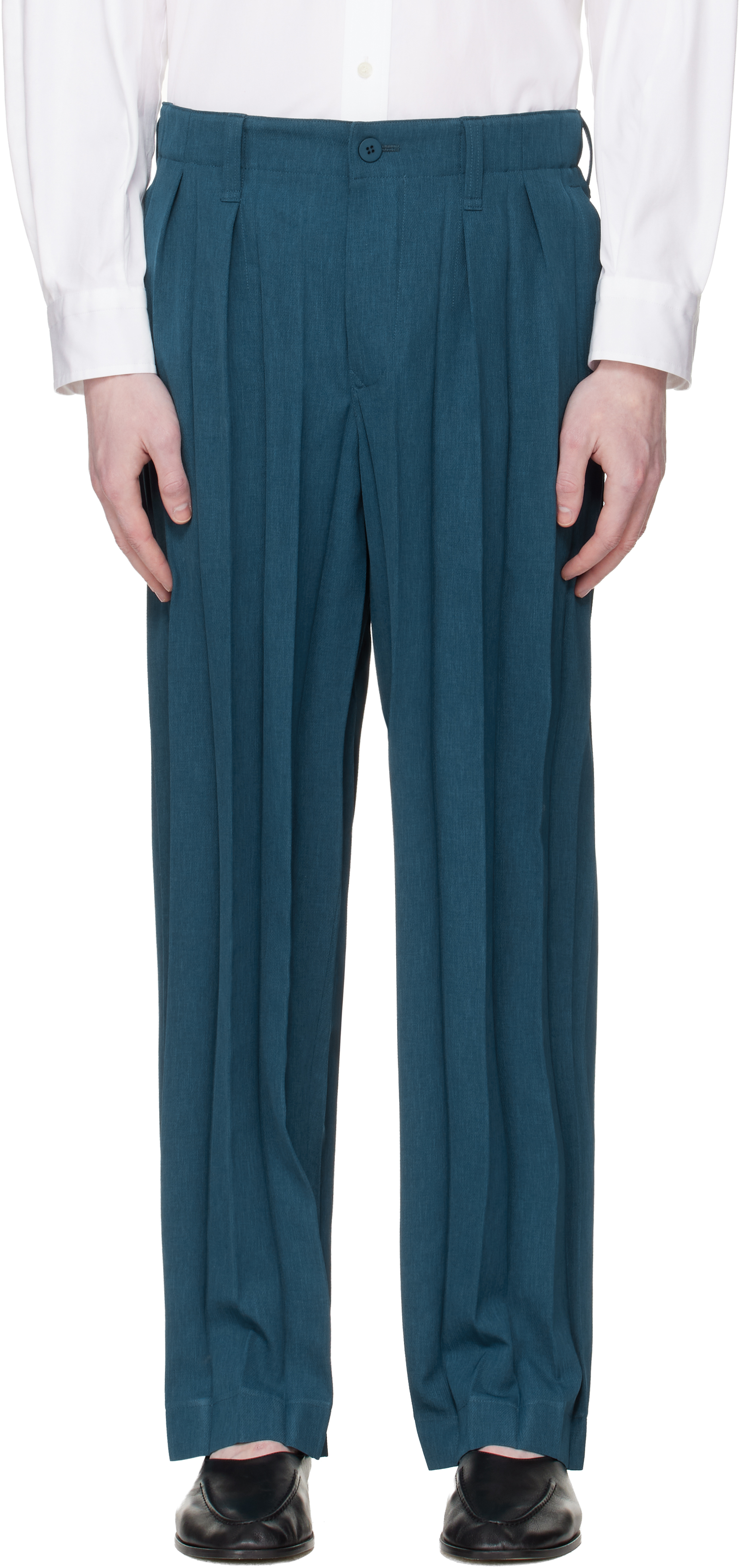HOMME PLISSÉ ISSEY MIYAKE: Navy Edge Ensemble Trousers | SSENSE