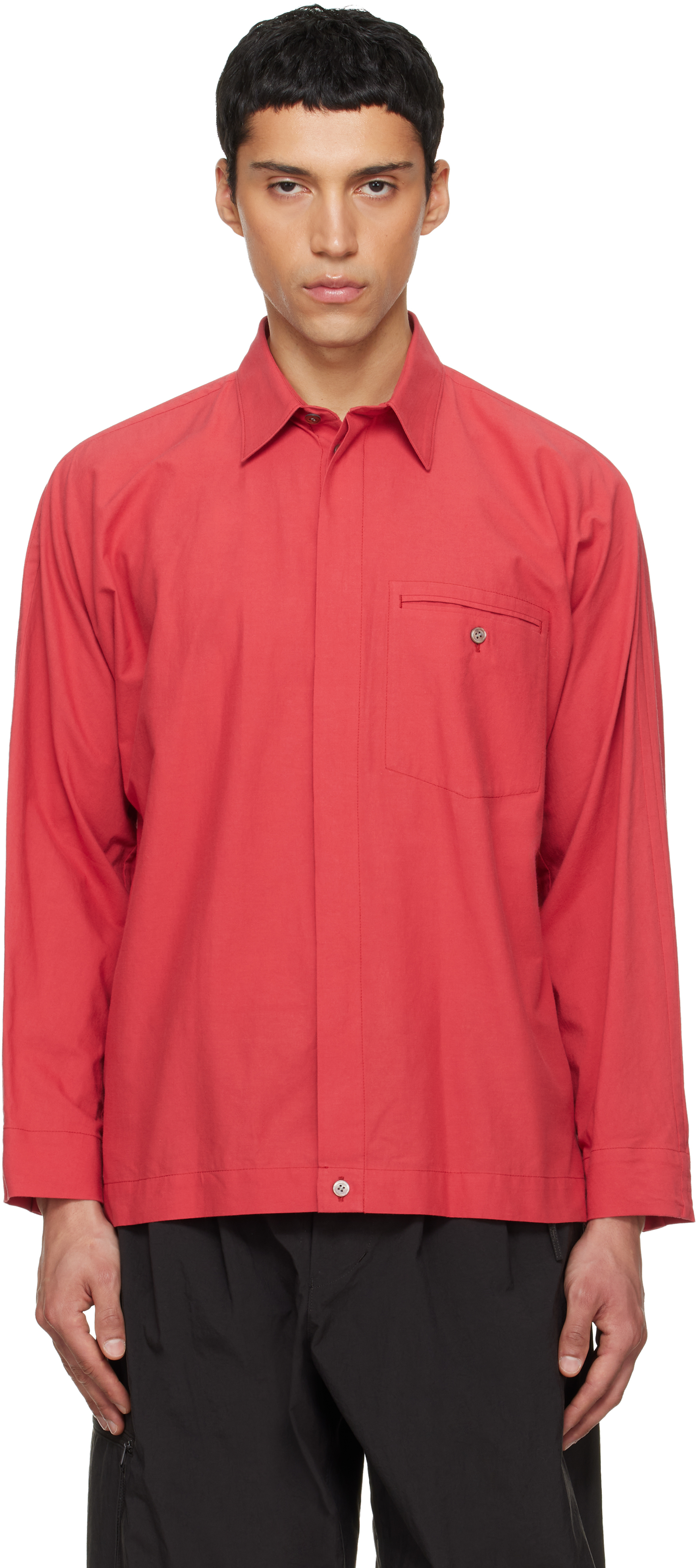 HOMME PLISSÉ ISSEY MIYAKE: Red Streamline Shirt | SSENSE
