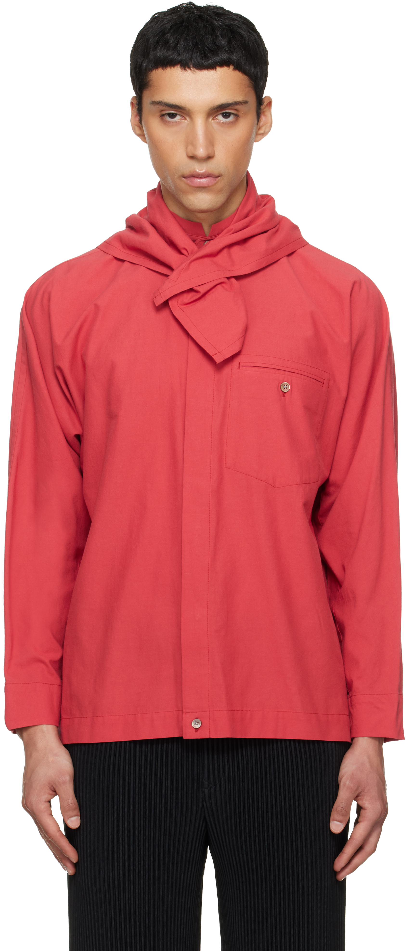 HOMME PLISSÉ ISSEY MIYAKE: Red Streamline Shirt | SSENSE