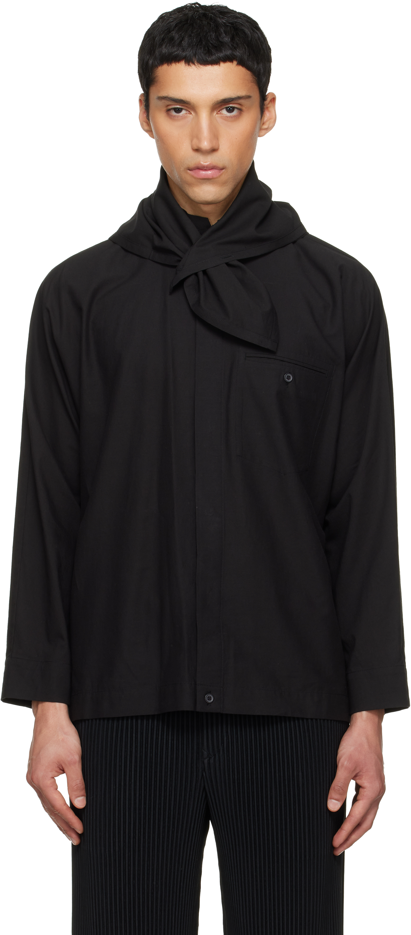 HOMME PLISSÉ ISSEY MIYAKE: Black Streamline Shirt | SSENSE