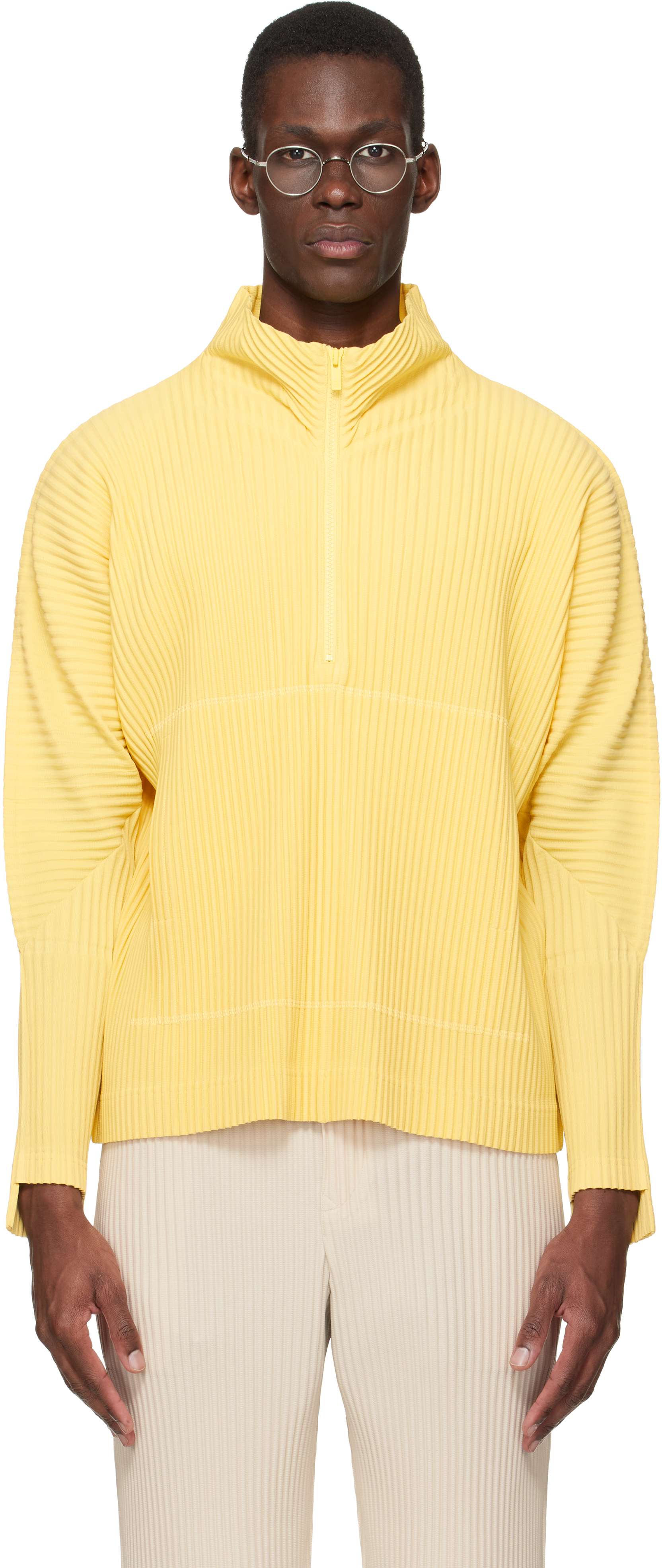 トップス ISSEY MIYAKE MONTHLY COLORS : MARCH HOMME PLISSÉ ISSEY MIYAKE: Yellow Monthly Colors March Sweater