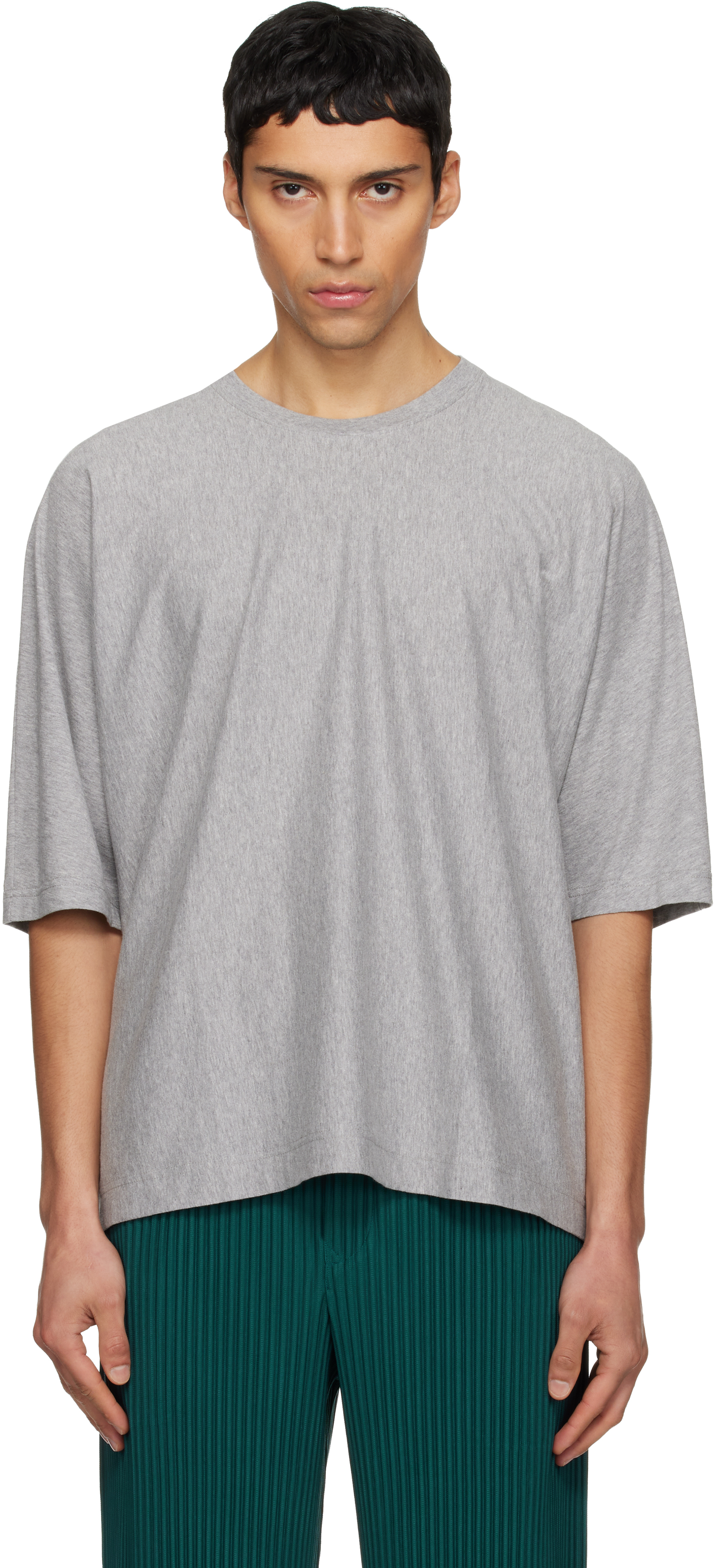 HOMME PLISSÉ ISSEY MIYAKE: Gray Release-T Basic T-shirt | SSENSE