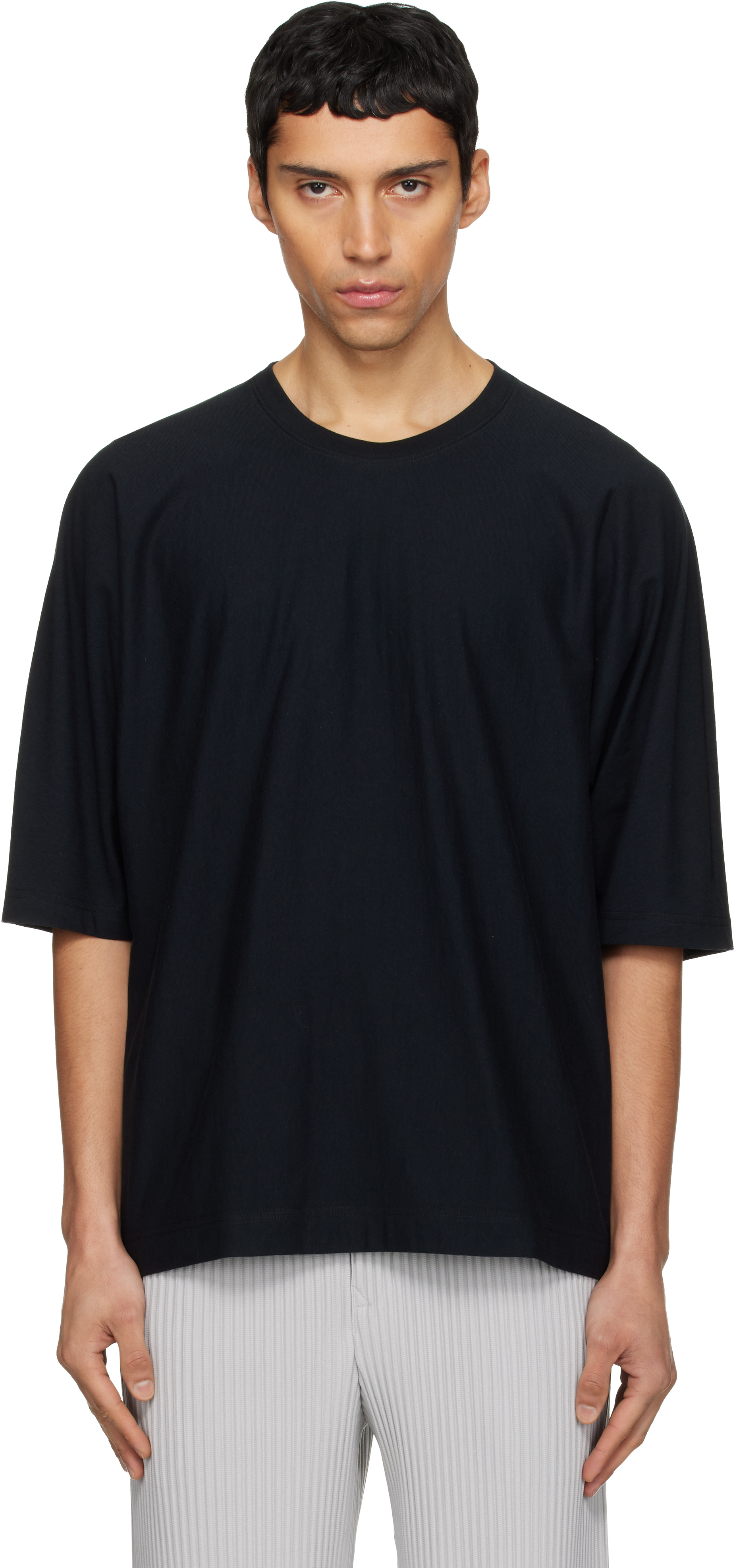 HOMME PLISSÉ ISSEY MIYAKE: Black Release-T Basic T-shirt | SSENSE