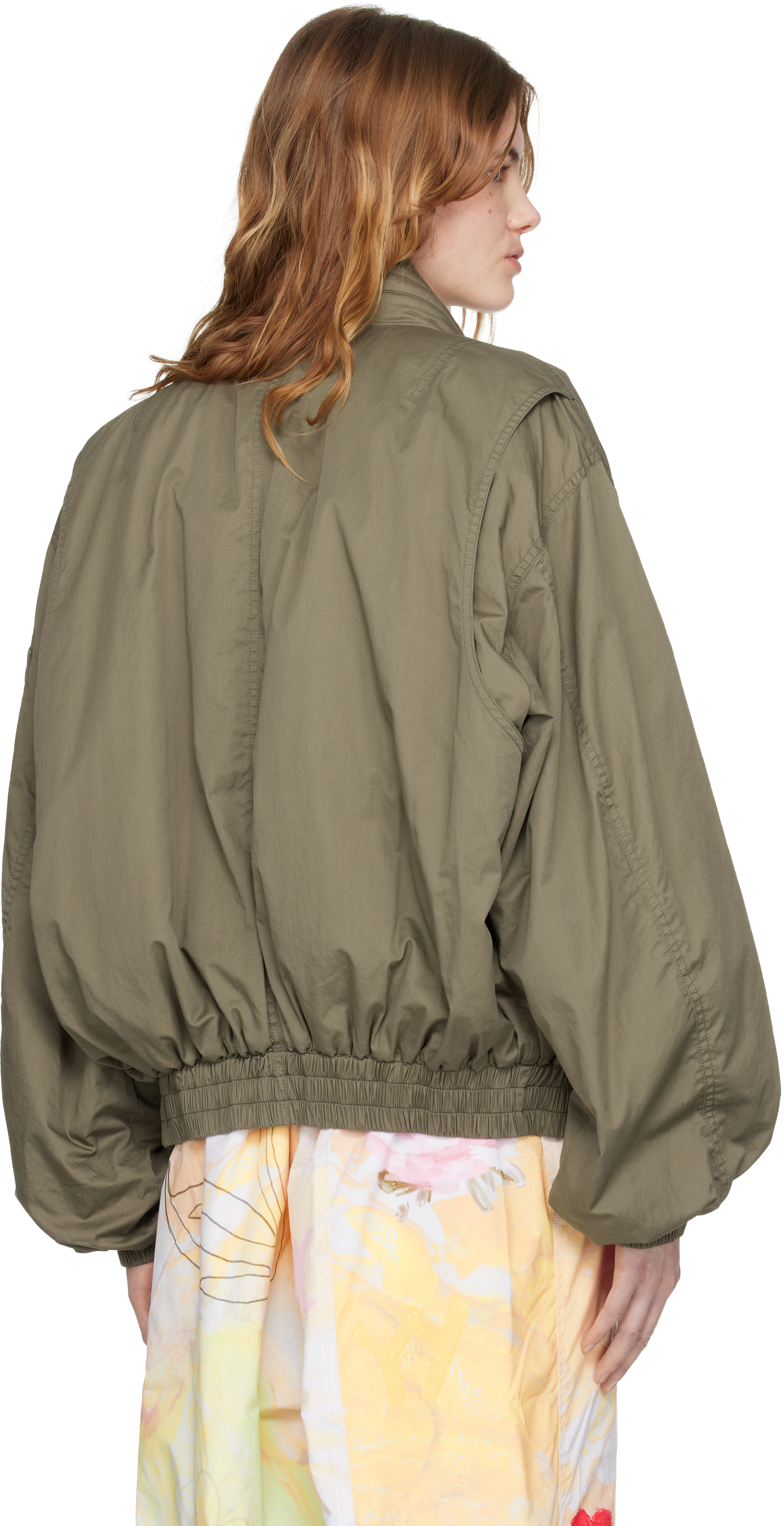 OPEN YY Khaki Cotton Cargo Bomber Jacket | Smart Closet