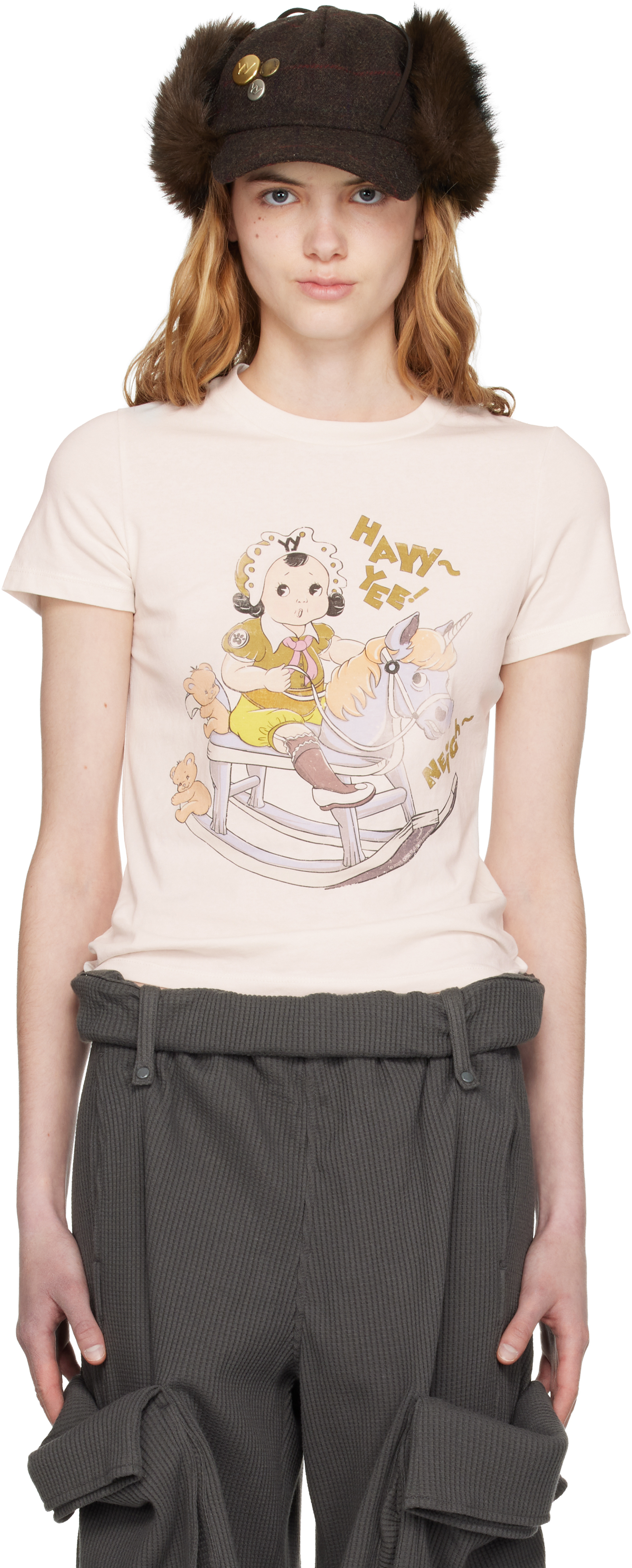 Off-White Rocking Baby T-shirt by OPEN YY on Sale