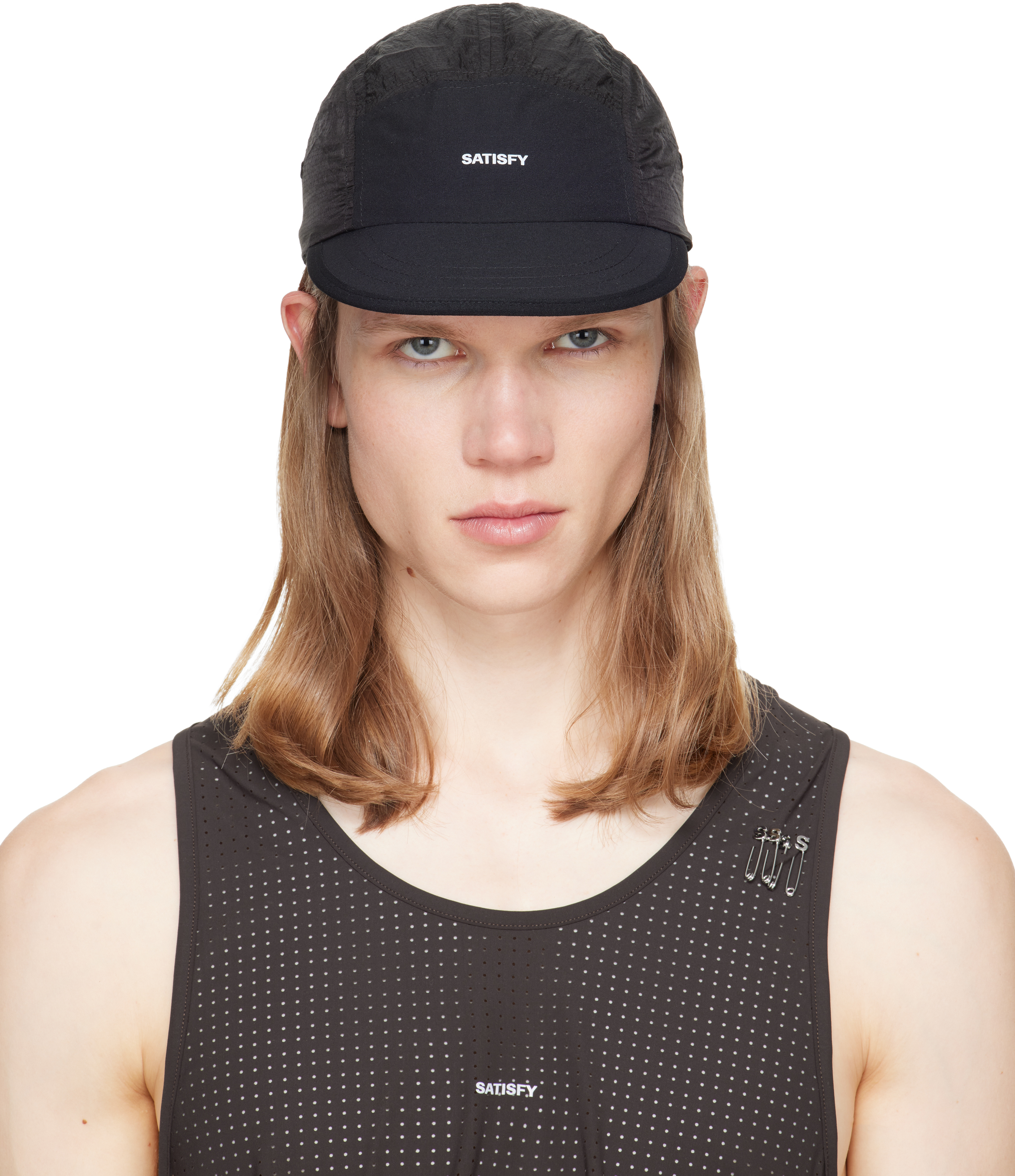 Satisfy: Black Rippy Trail Cap | SSENSE