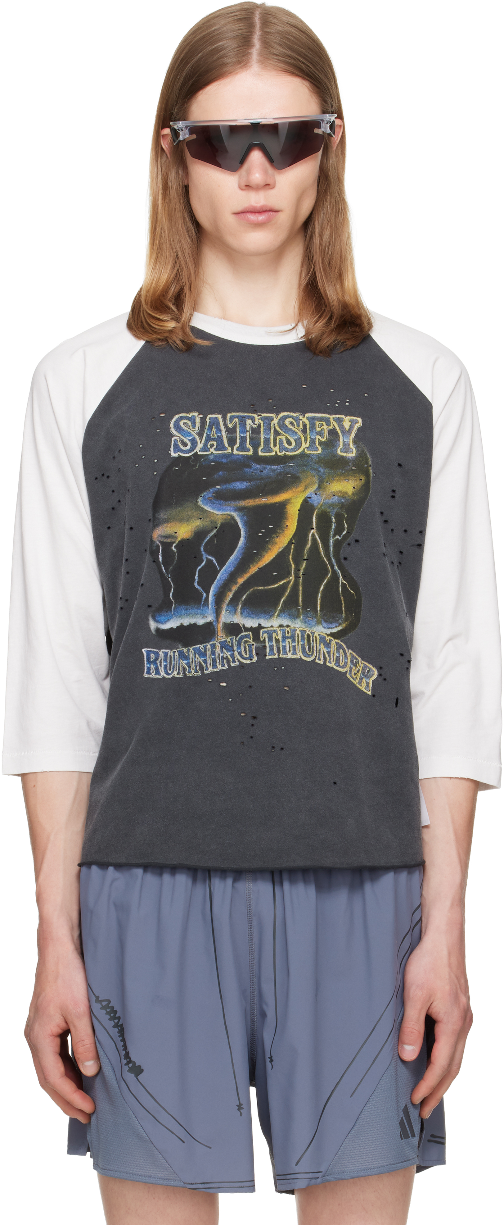 Gray & White MothTech Baseball T-shirt by Satisfy on Sale