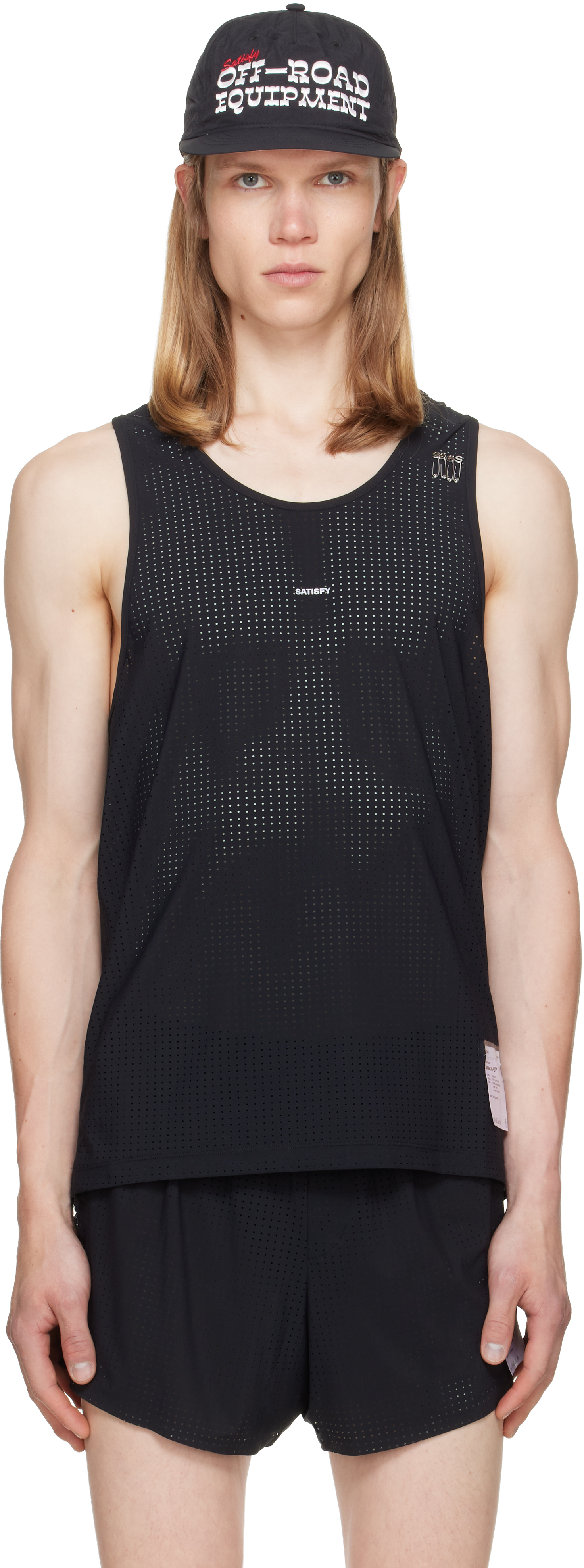 Satisfy: Black Space‑O Singlet Tank Top | SSENSE