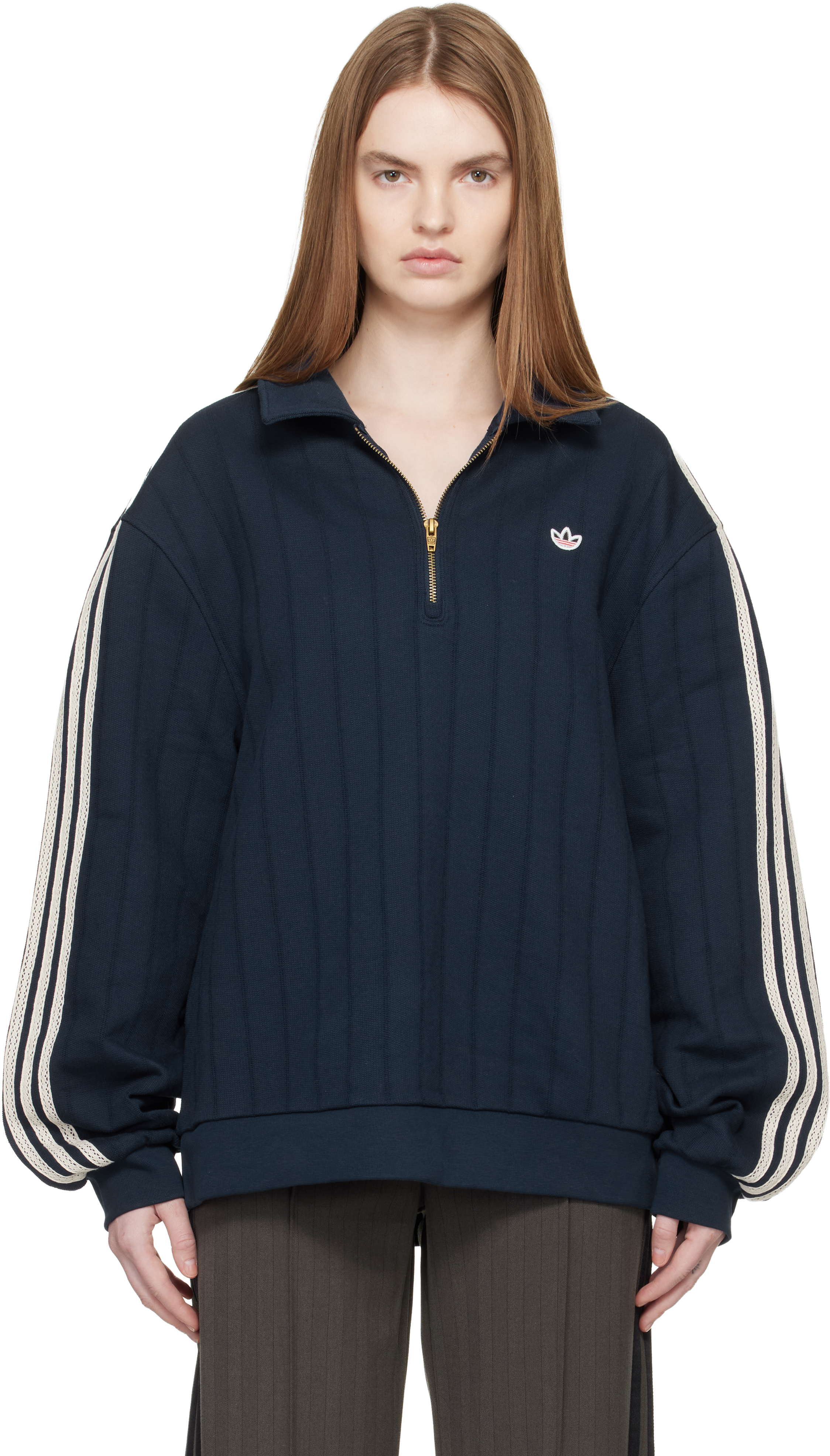 adidas Originals: Navy CLOT Edition Quarter Zip Jacket | SSENSE Canada