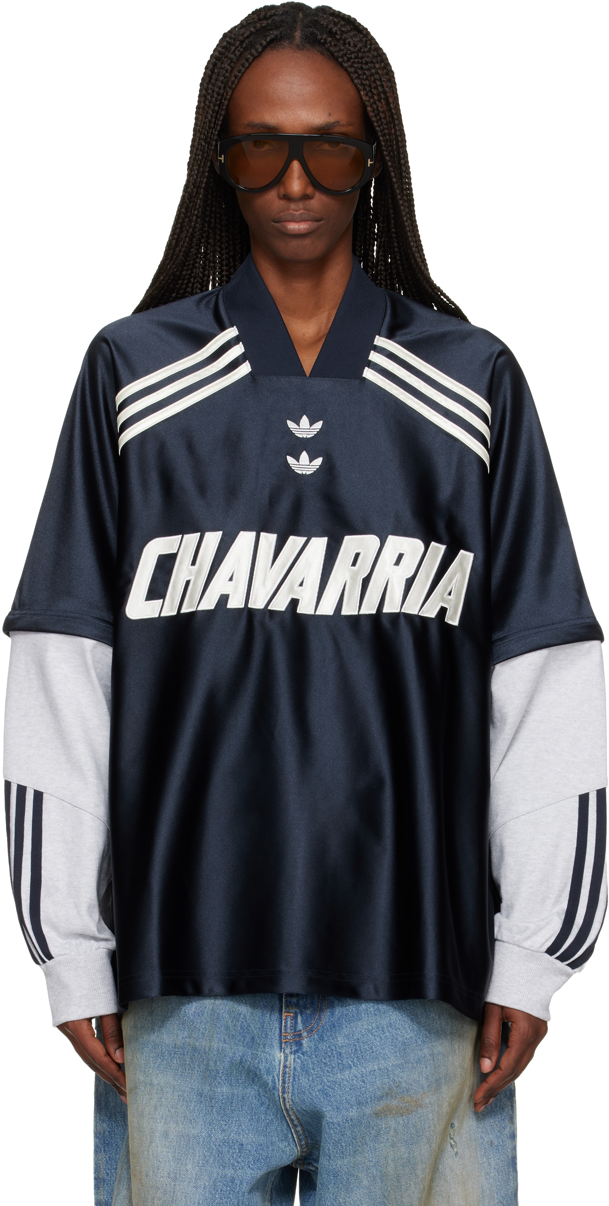 WILLY CHAVARRIA: ネイビー adidas Originalsエディション レイヤードT