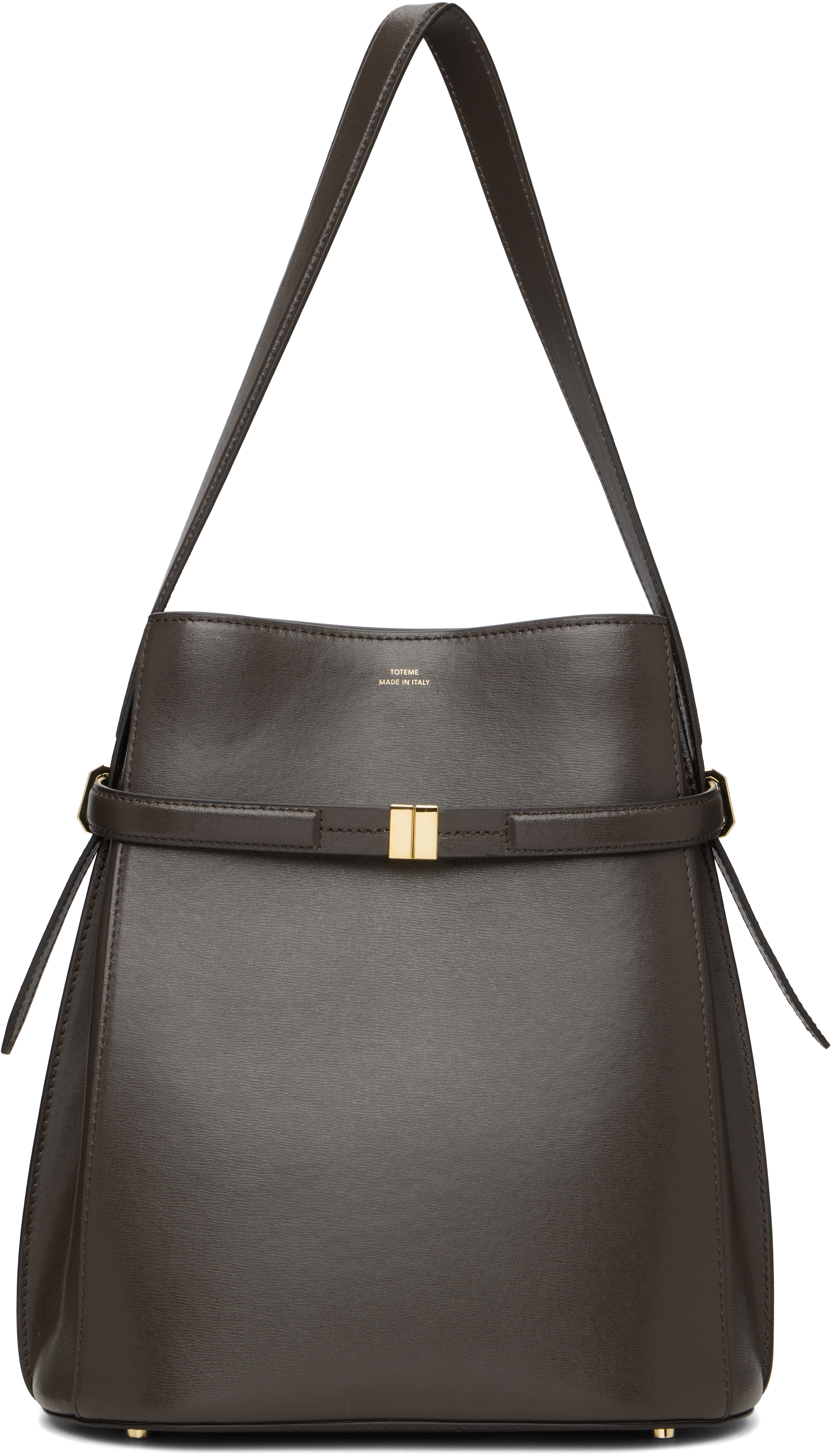 TOTEME Brown Belted Leather Bucket Bag