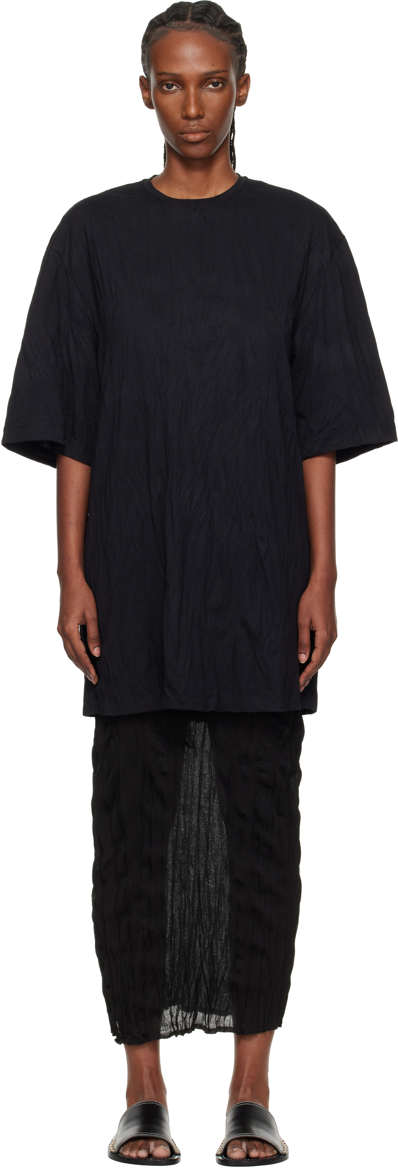 TOTEME Black Relaxed Tee Midi Dress