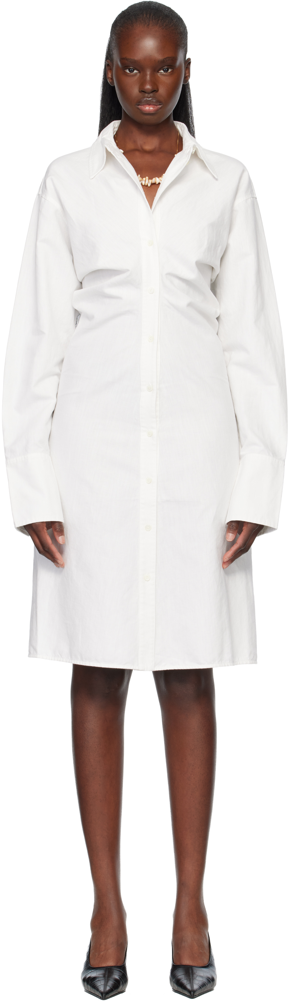 TOTEME Off-White Slouch Cotton Shirt Midi Dress