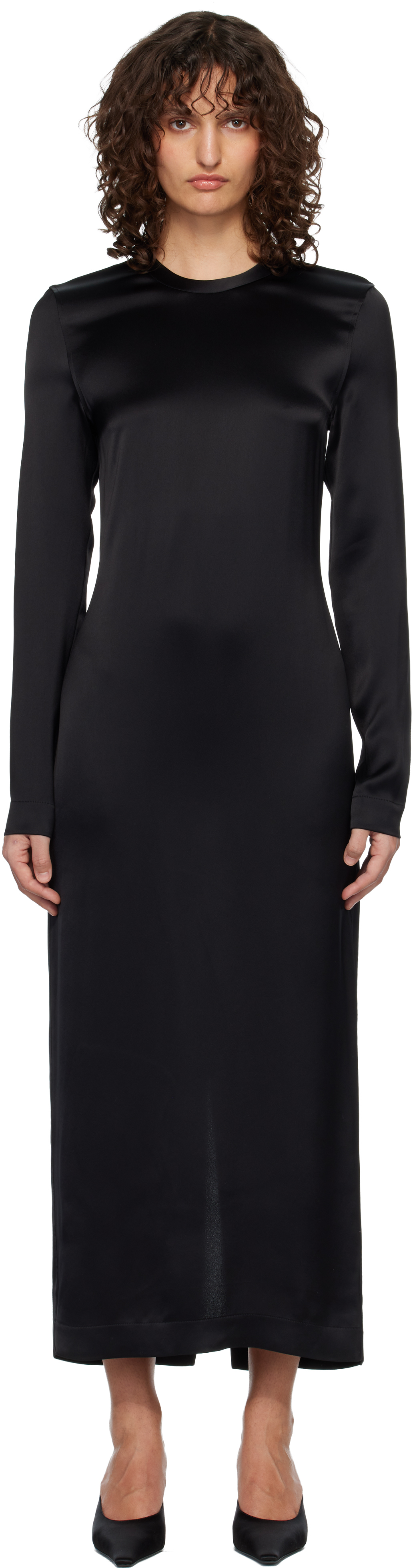 TOTEME Black Long Satin Maxi Dress