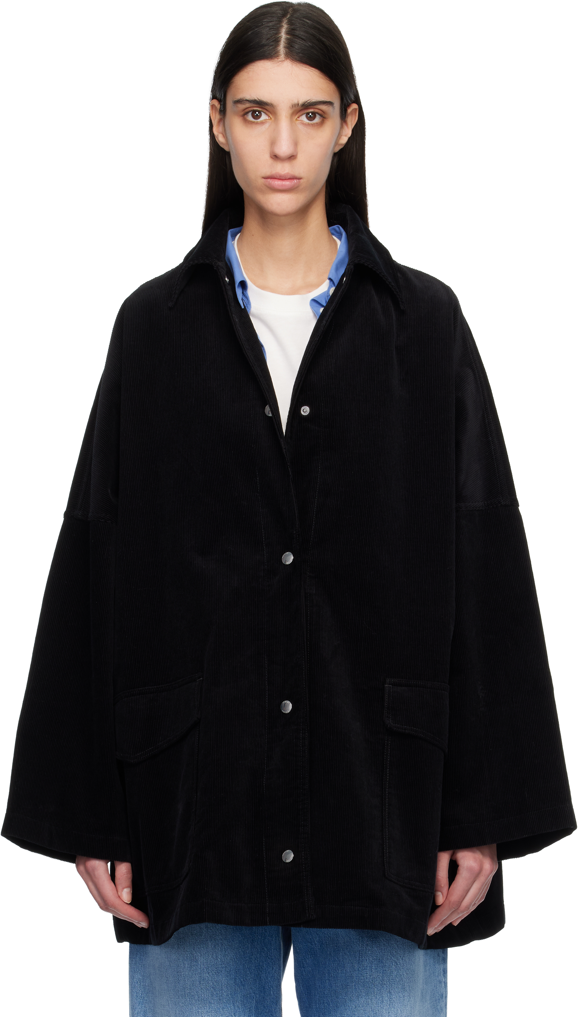 TOTEME Black Cord Overshirt Chore Jacket