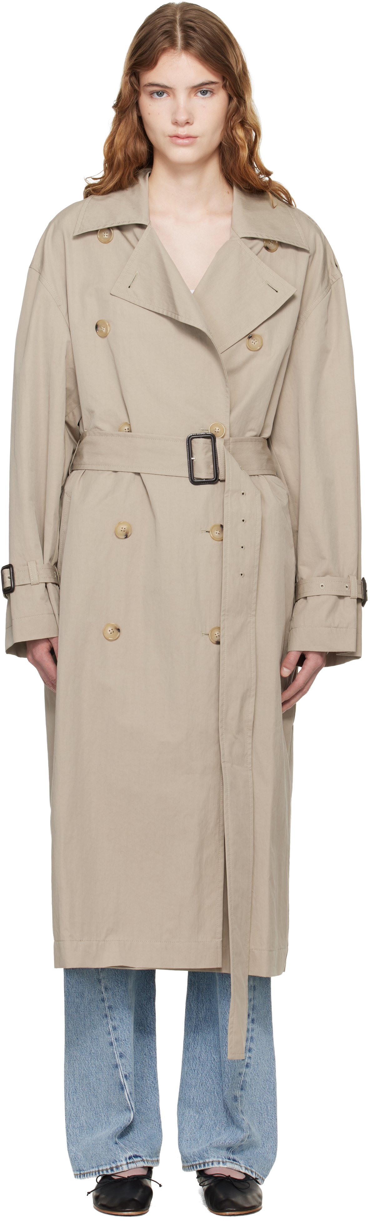 TOTEME: Taupe Crisp Summer Trench Coat | SSENSE
