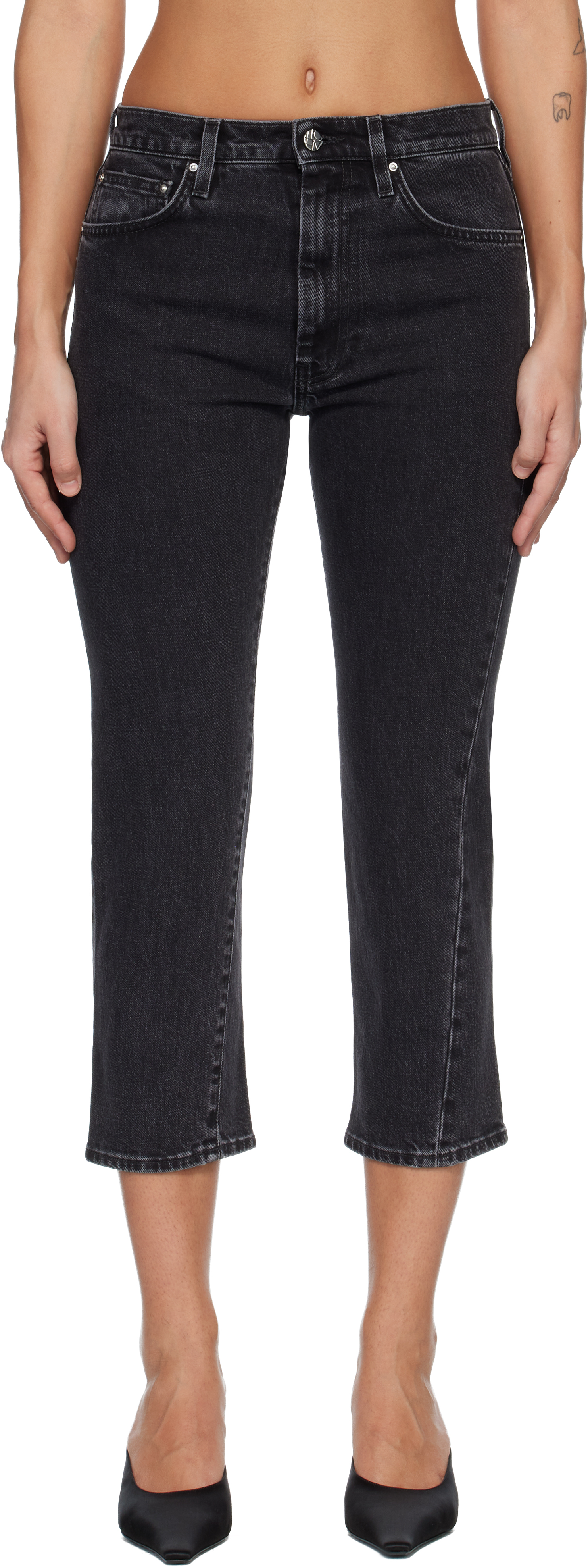 TOTEME: Gray Twisted Seam Denim Jeans | SSENSE display picture 1