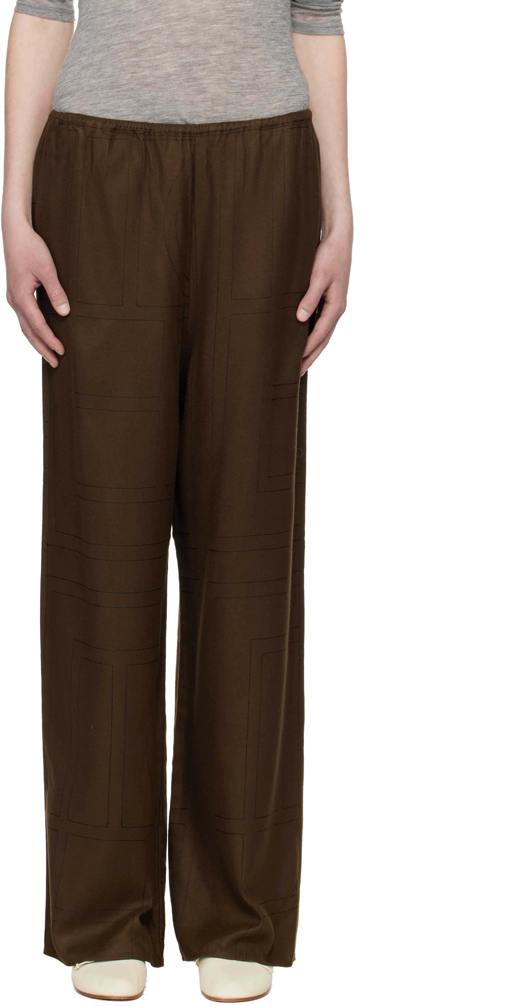 TOTEME Brown Monogram Flannel Lounge Pants