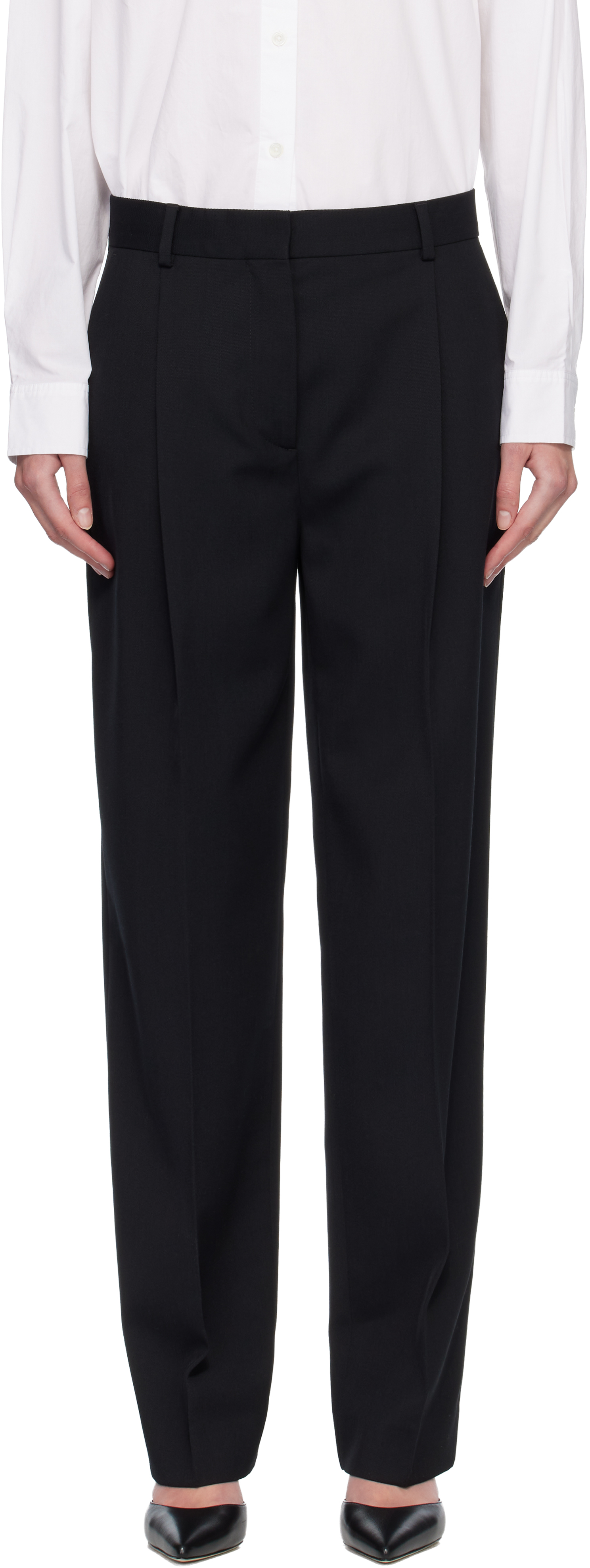 Totême Black Pleat Trousers