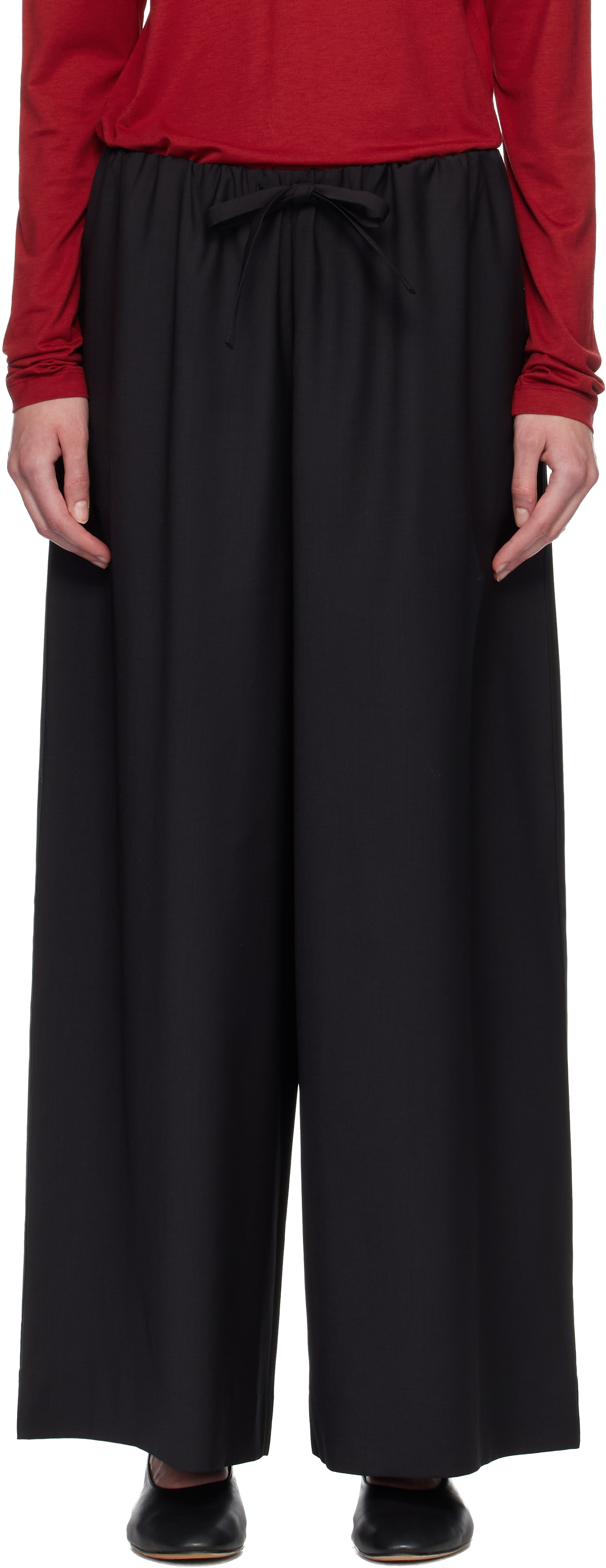 TOTEME Black Drawstring Dinner Trousers