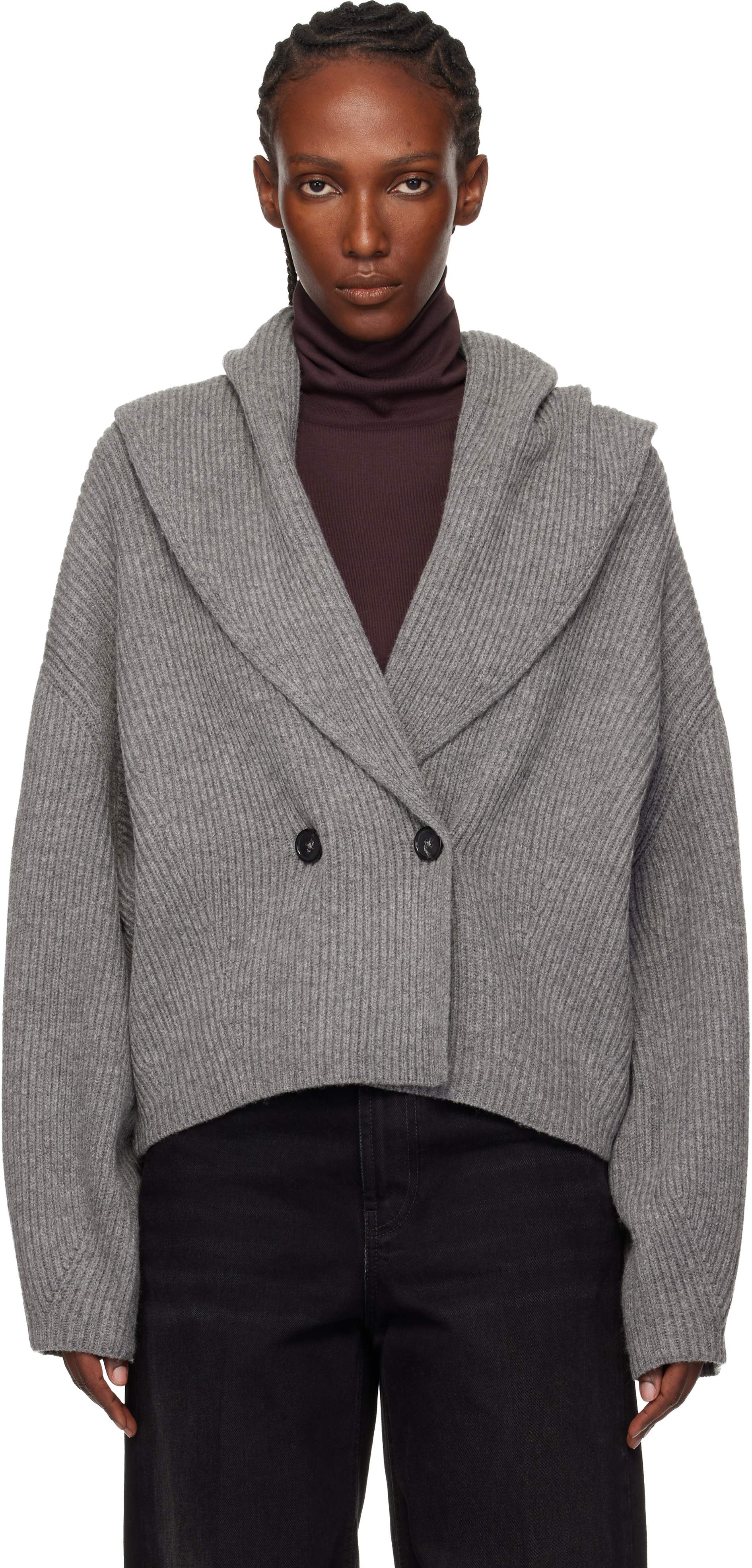 Totême Gray Shawl-lapel Cardigan