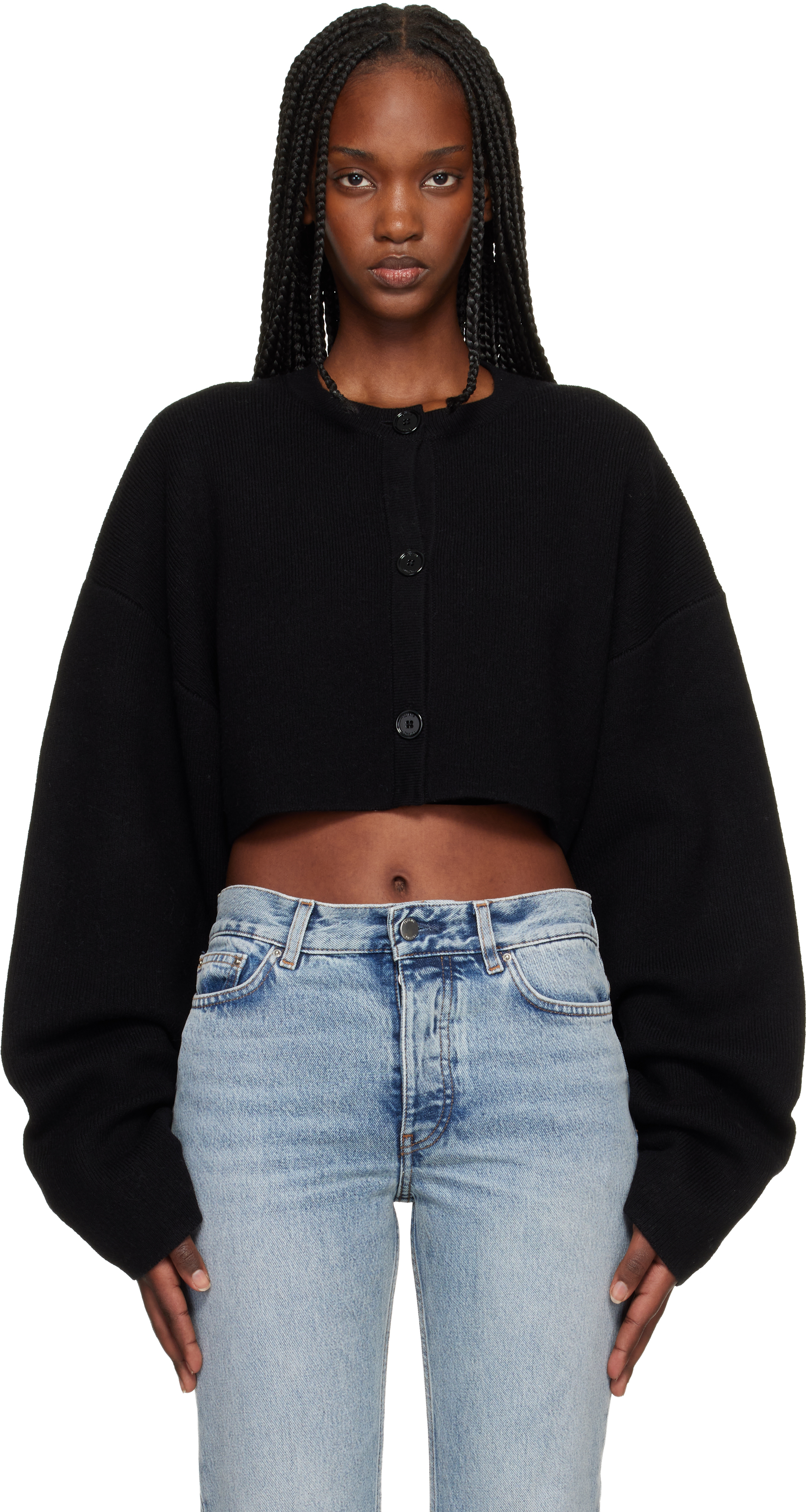 Totême Black Cropped Oversized Cardigan