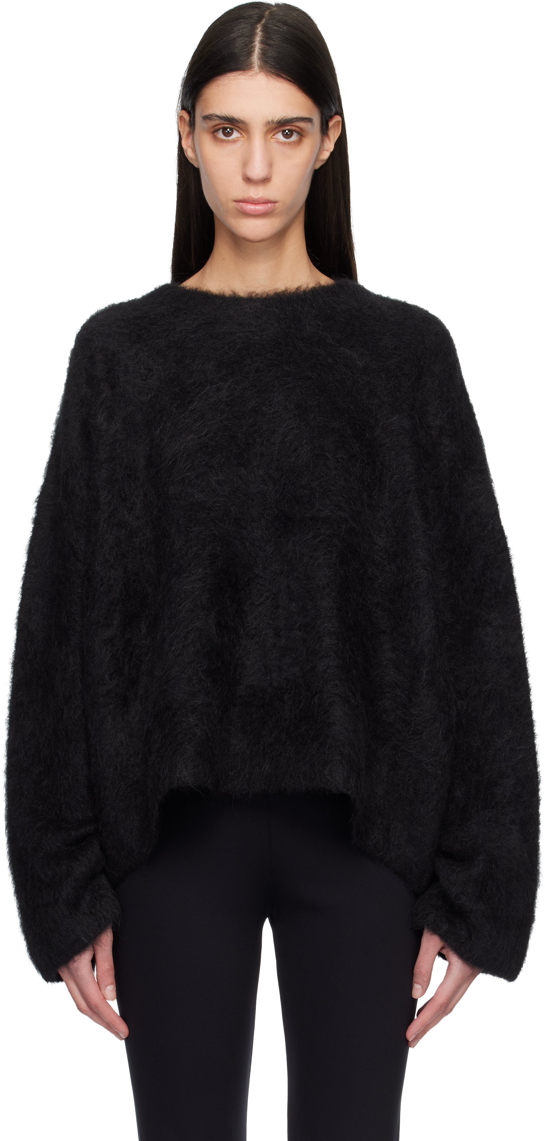 TOTEME: ブラック アルパカ ニット ボクシー セーター | SSENSE 日本
