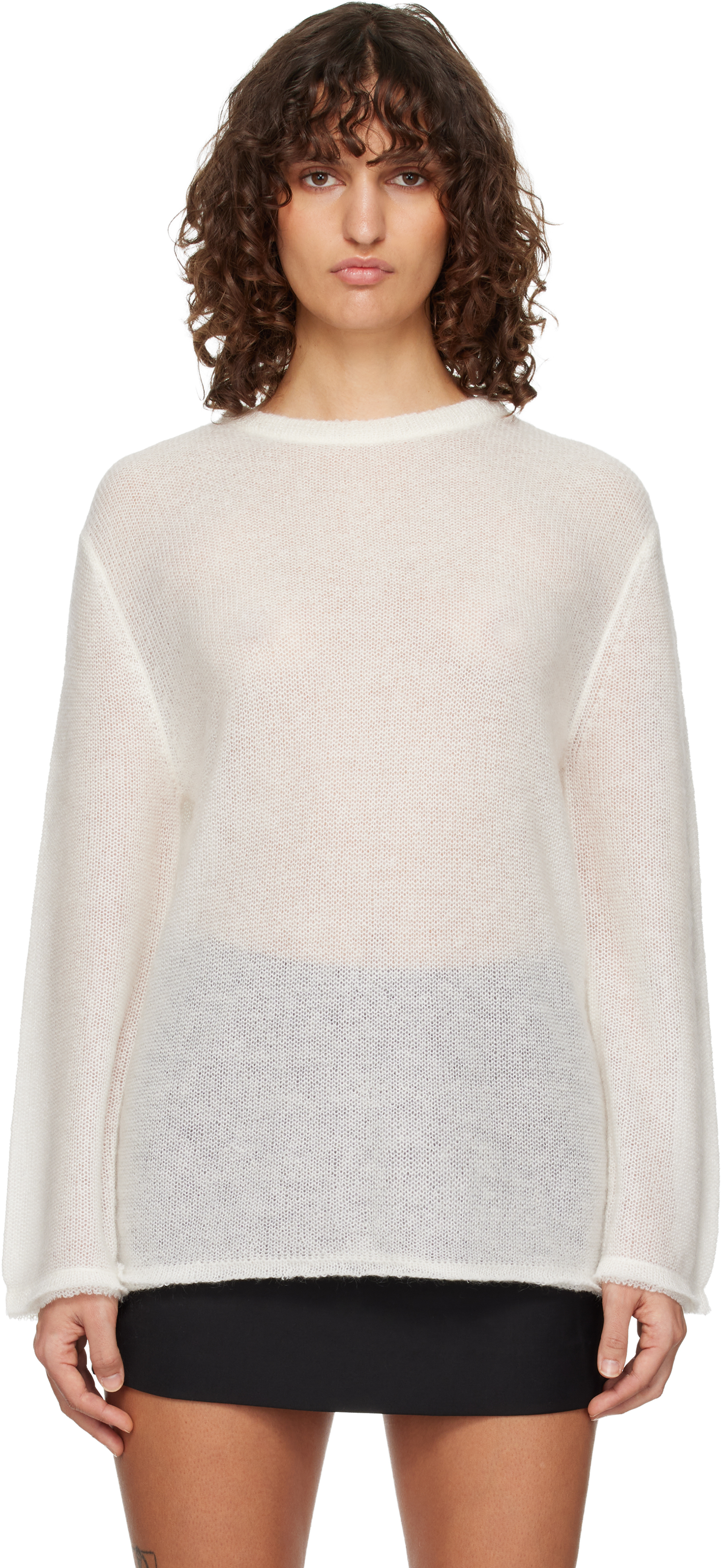 TOTEME Off-White Long Open Weave Knit Sweater