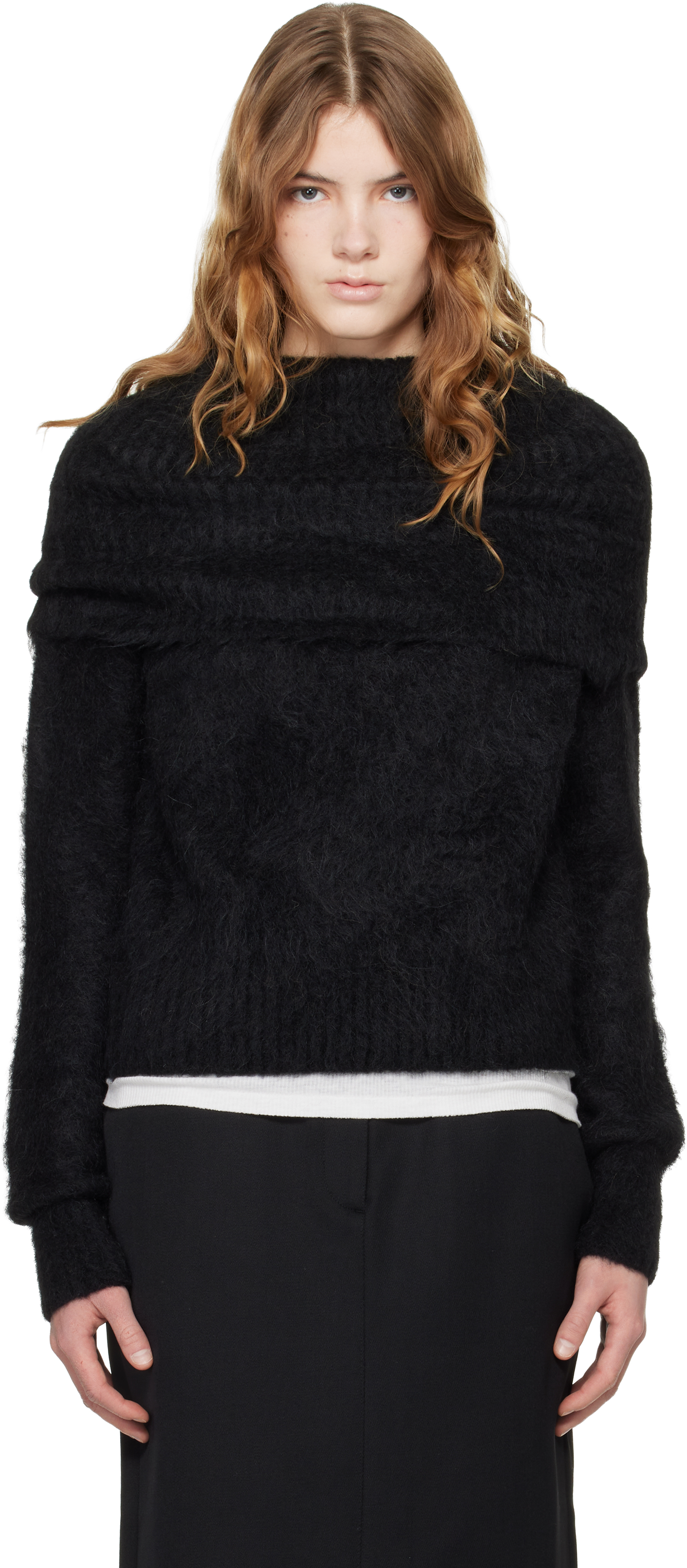 TOTEME Black Funnel Alpaca-Blend Knit Turtleneck