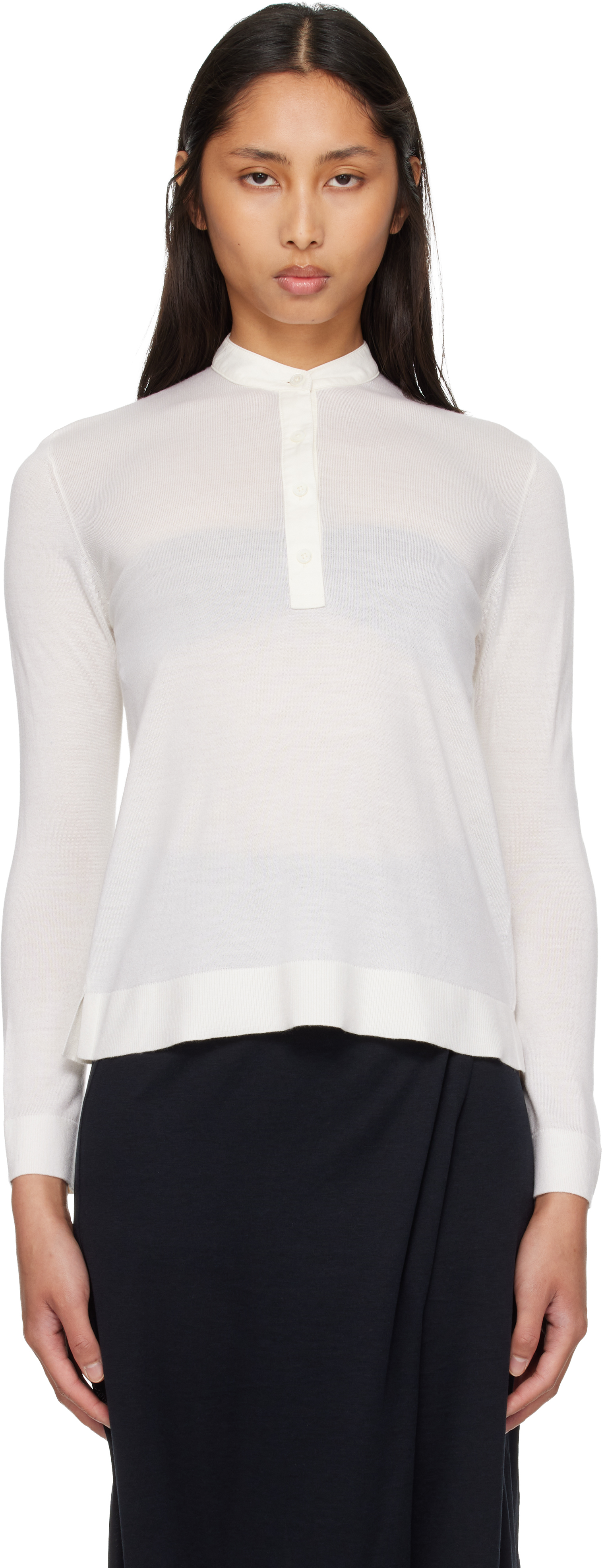 TOTEME Off-White Wool Silk Knit Sweater