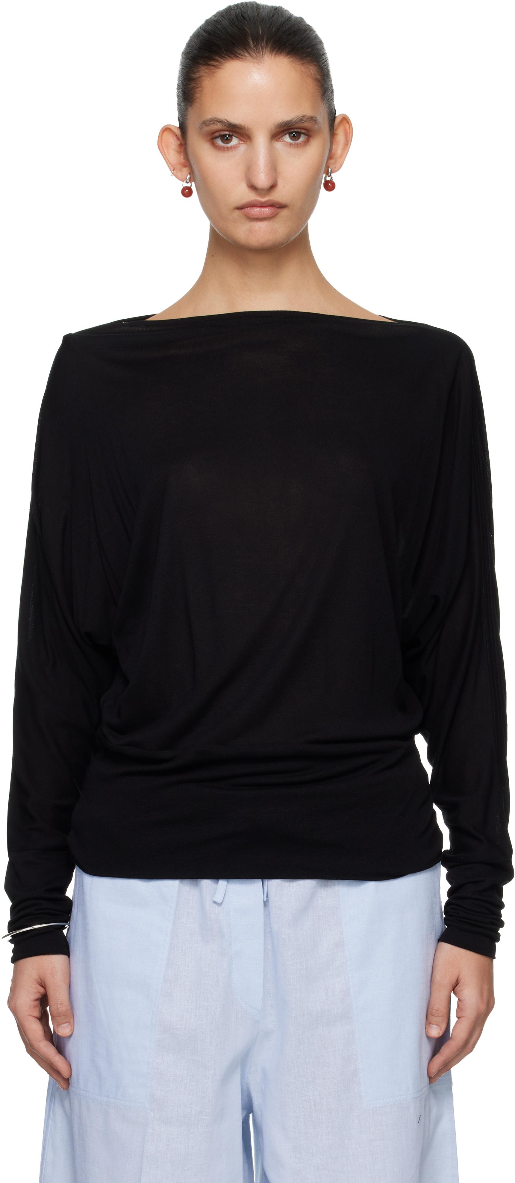 TOTEME Black Boatneck Jersey T-shirt