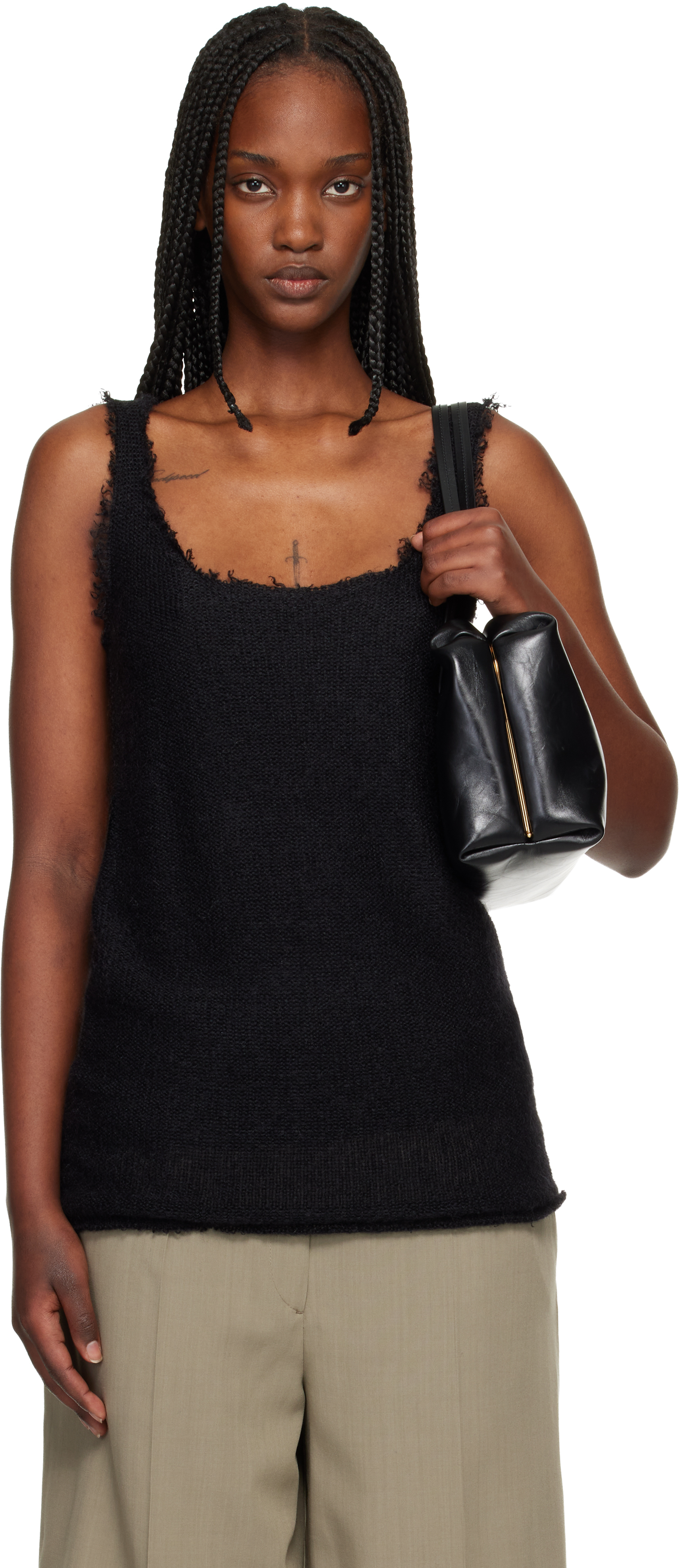 TOTEME Black Mohair Knit Tank Top