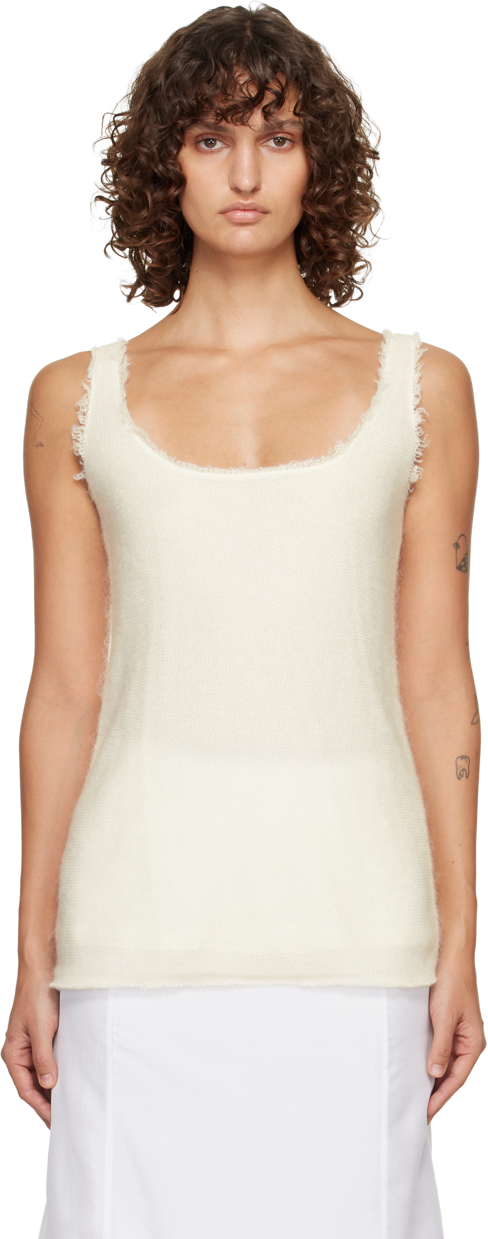 Off-White Mohair Knit Tank Top by TOTEME on Sale