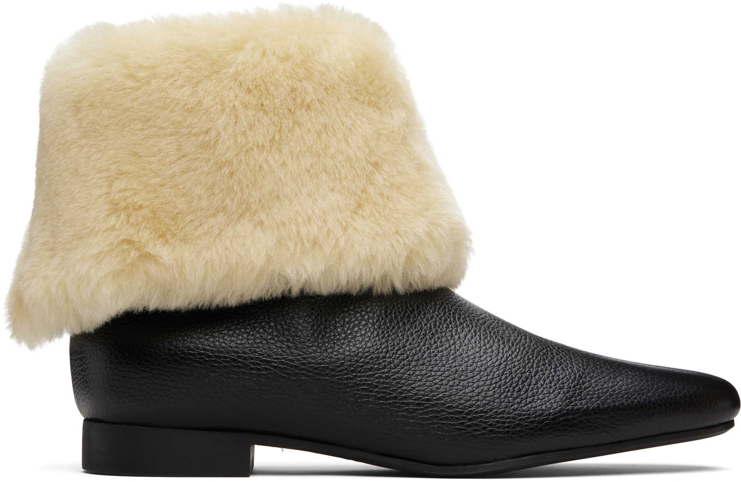 TOTEME Black & Beige Downtown Shearling Boots